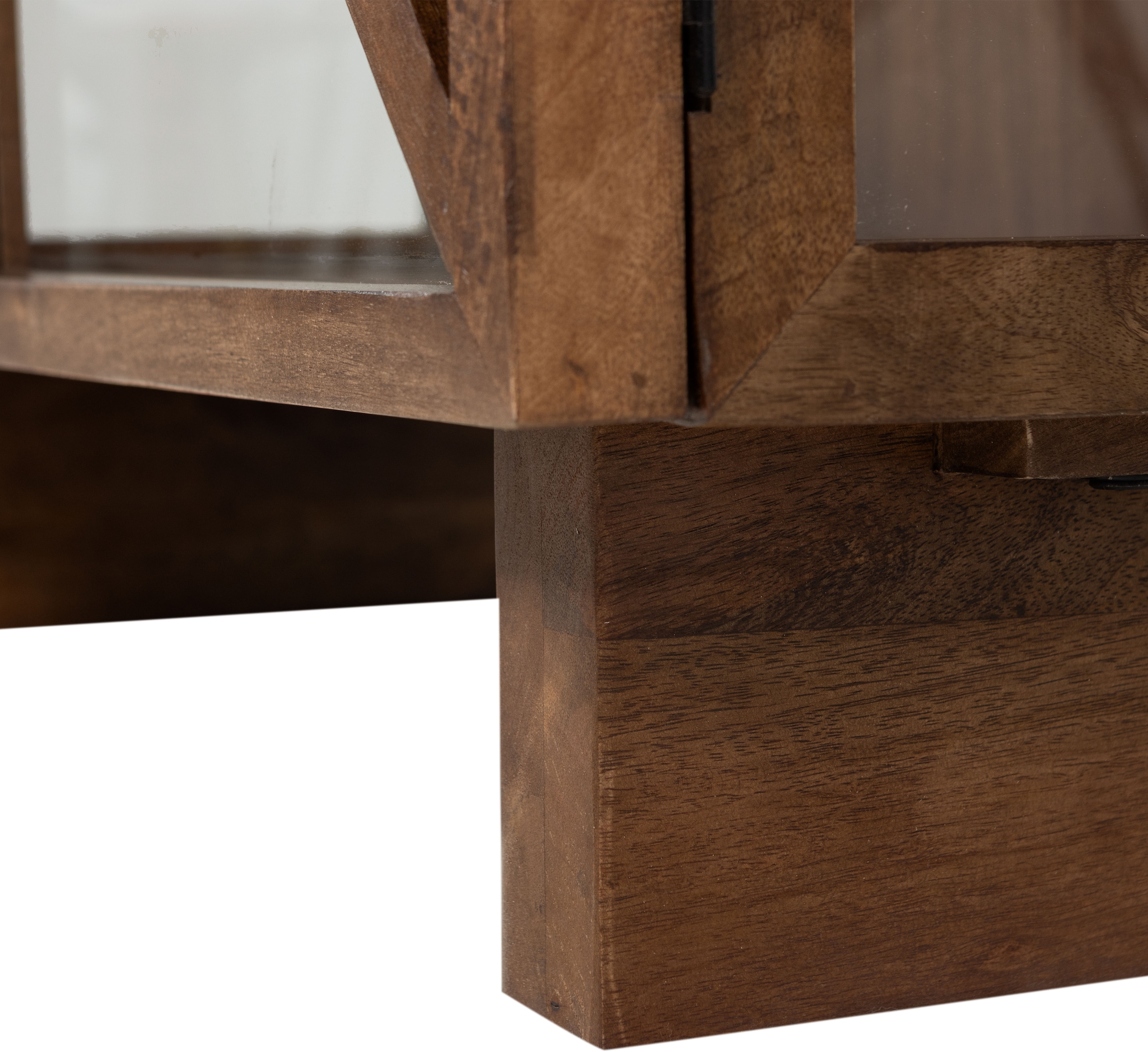 WOOOD Vitrine »Kella Mangoholz mit Glastüren und Glaseinlegeböden 40 x 39 x 137 cm« Wandbefestigung empfohlen, Tragkraft 5–7 kg pro Glasboden