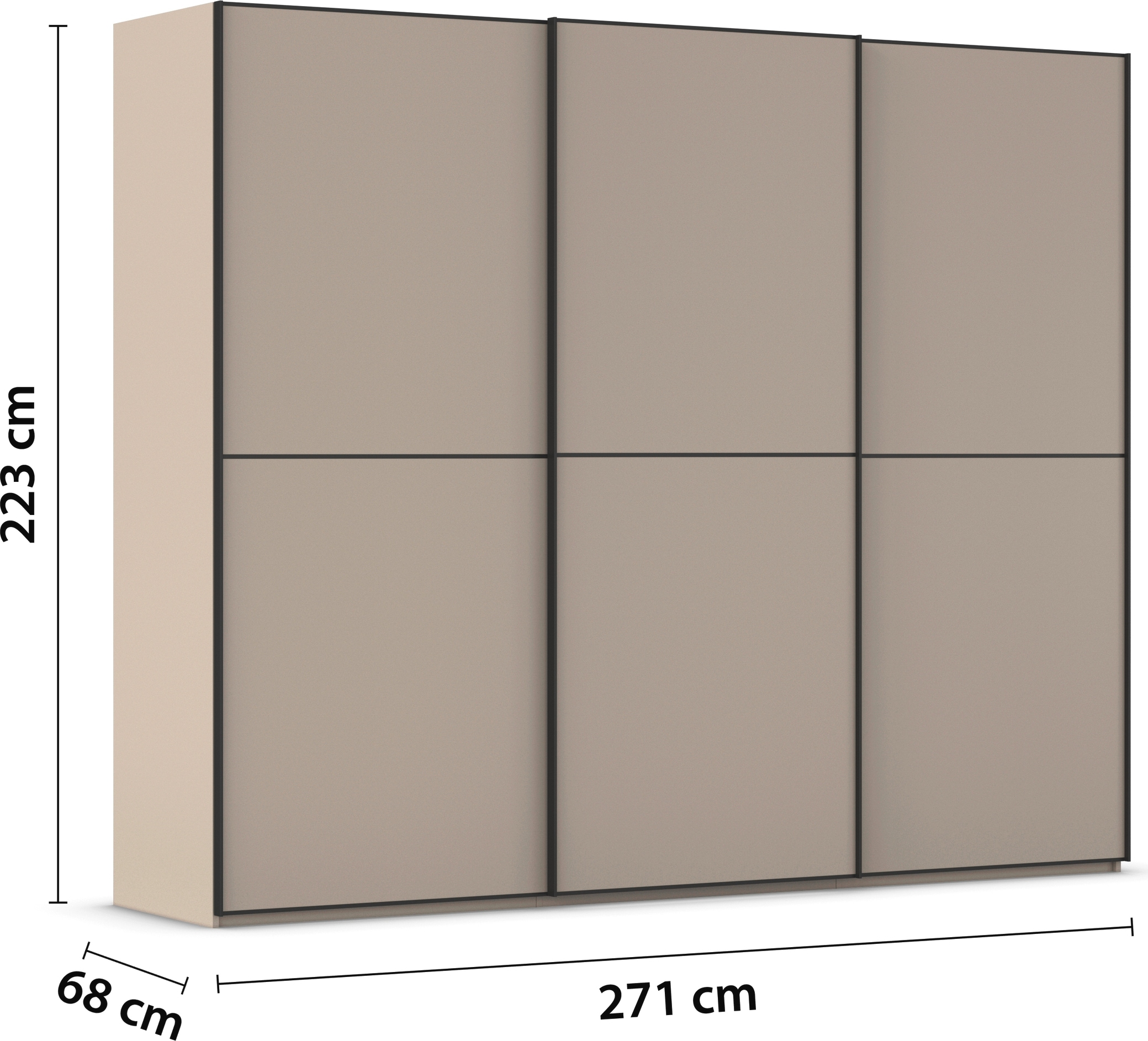 rauch Schwebetürenschrank »Kleiderschrank Schrank Garderobe Schlafzimmerschrank SCALE-DUO«, edle zweigeteilte Türen und 3 Zierleisten MADE IN GERMANY
