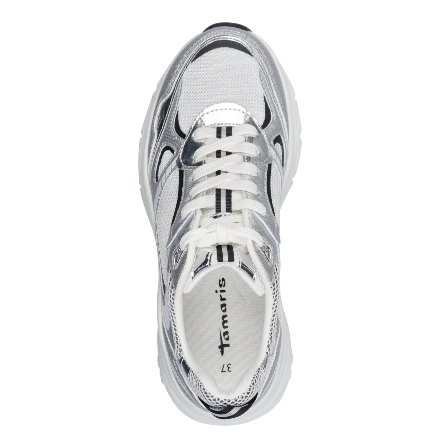 Tamaris Plateausneaker  , Freizeitschuh, Halbschuh, Schnürschuh mit Besätzen in Metallic-Optik