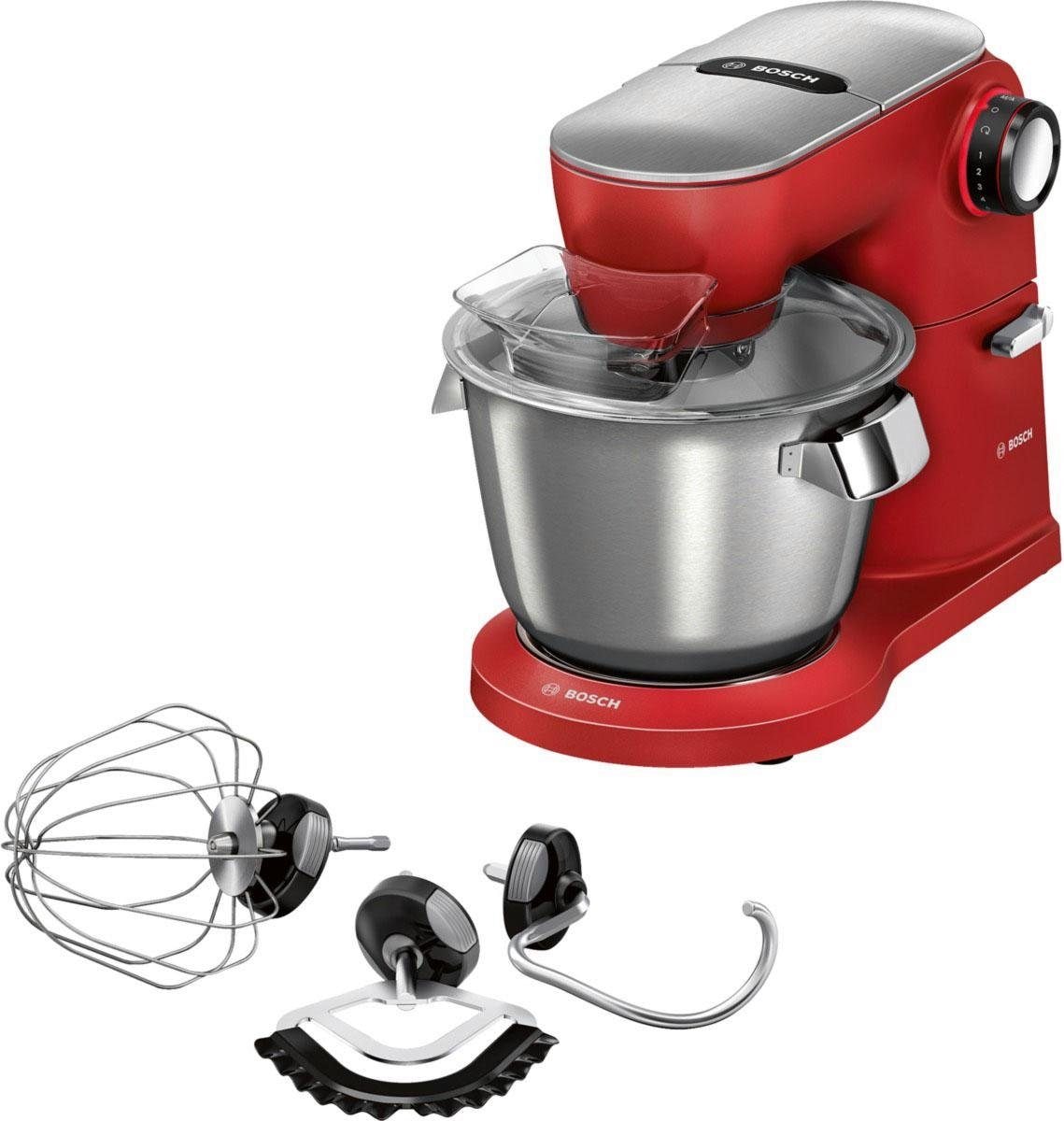 BOSCH Küchenmaschine »Serie 8 MUM9A66R00, Knethaken/Rühr-/Silikonbesen spülm.fest, rot«, Gratis Mixaufsatz Lifestyle Set VeggieLove Plus Wert: UVP € 94,99