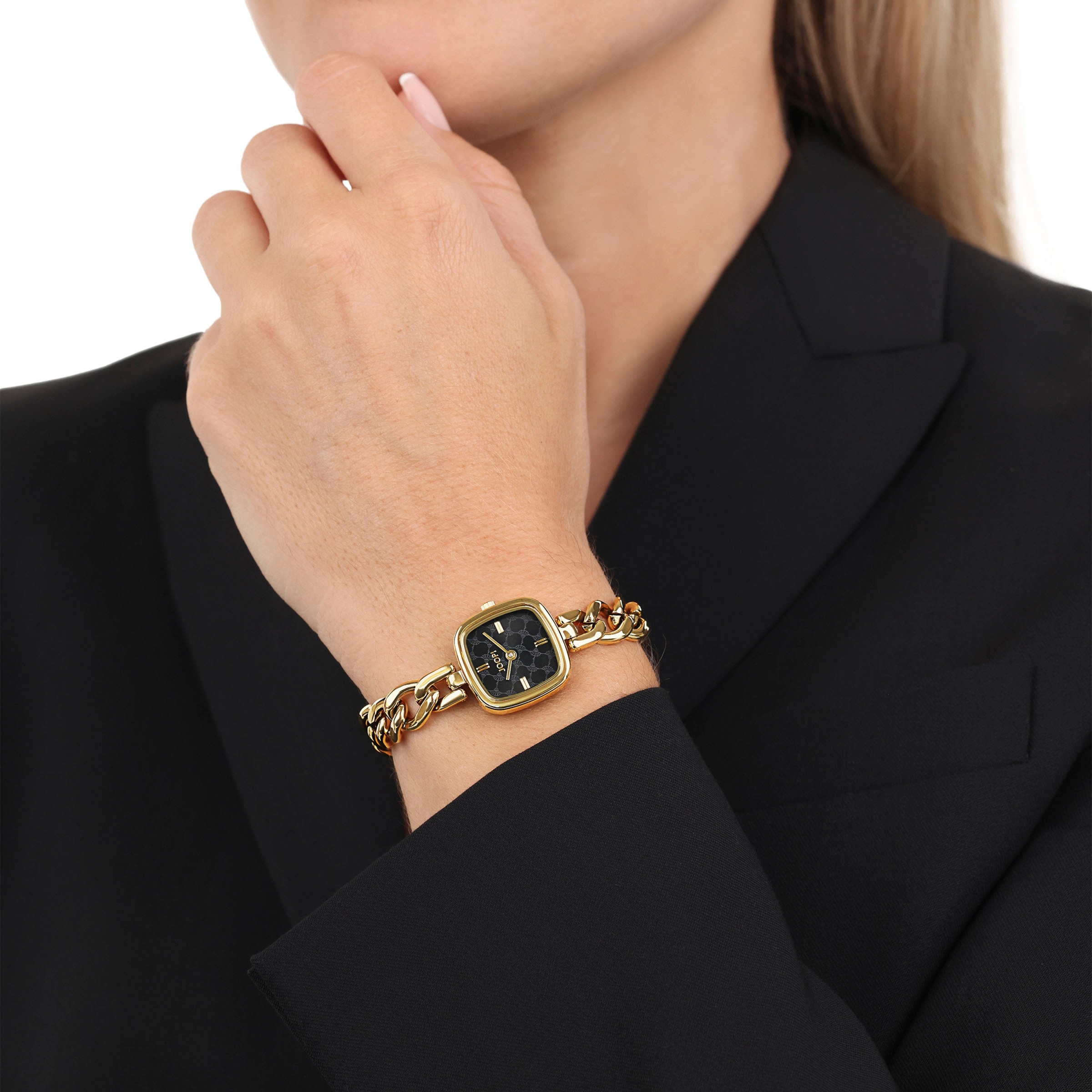 JOOP! Quarzuhr, Armbanduhr, Damenuhr, analog, Edelstahlarmband in Kettengliederung