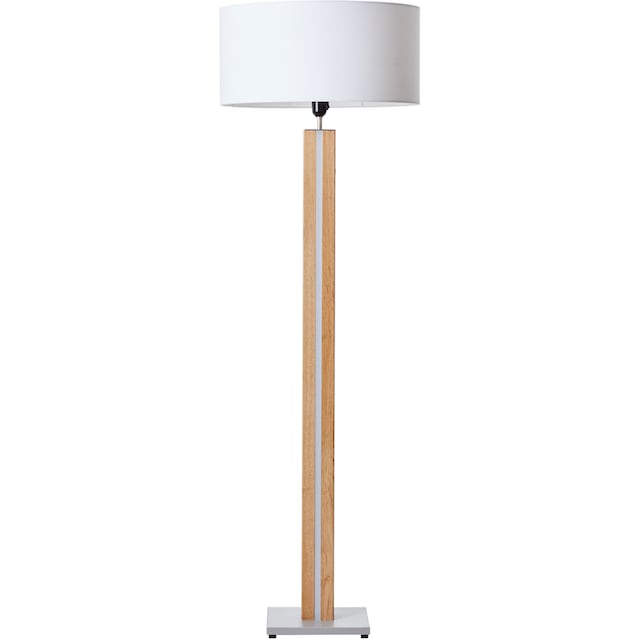 Brilliant Stehlampe »Magnus«, 1 flammig-flammig, 155 cm Höhe, Ø 45 cm,  LED-Dekolicht + E27, Holz/Textil, holz hell/weiß online kaufen | mit 3  Jahren XXL Garantie