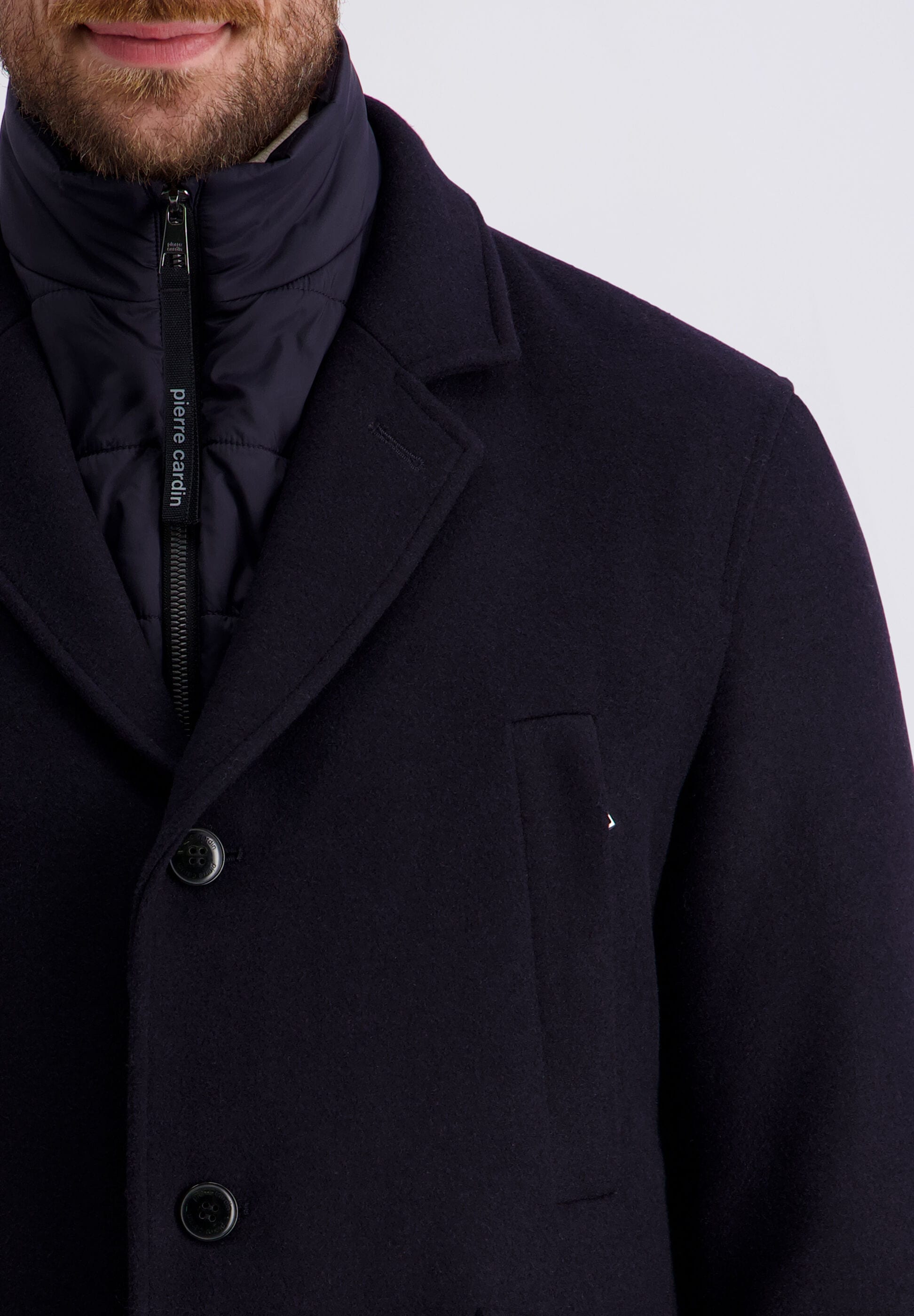 Pierre Cardin Doppeljacke »Pierre Cardin Jacke« ohne Kapuze mit Materialmix