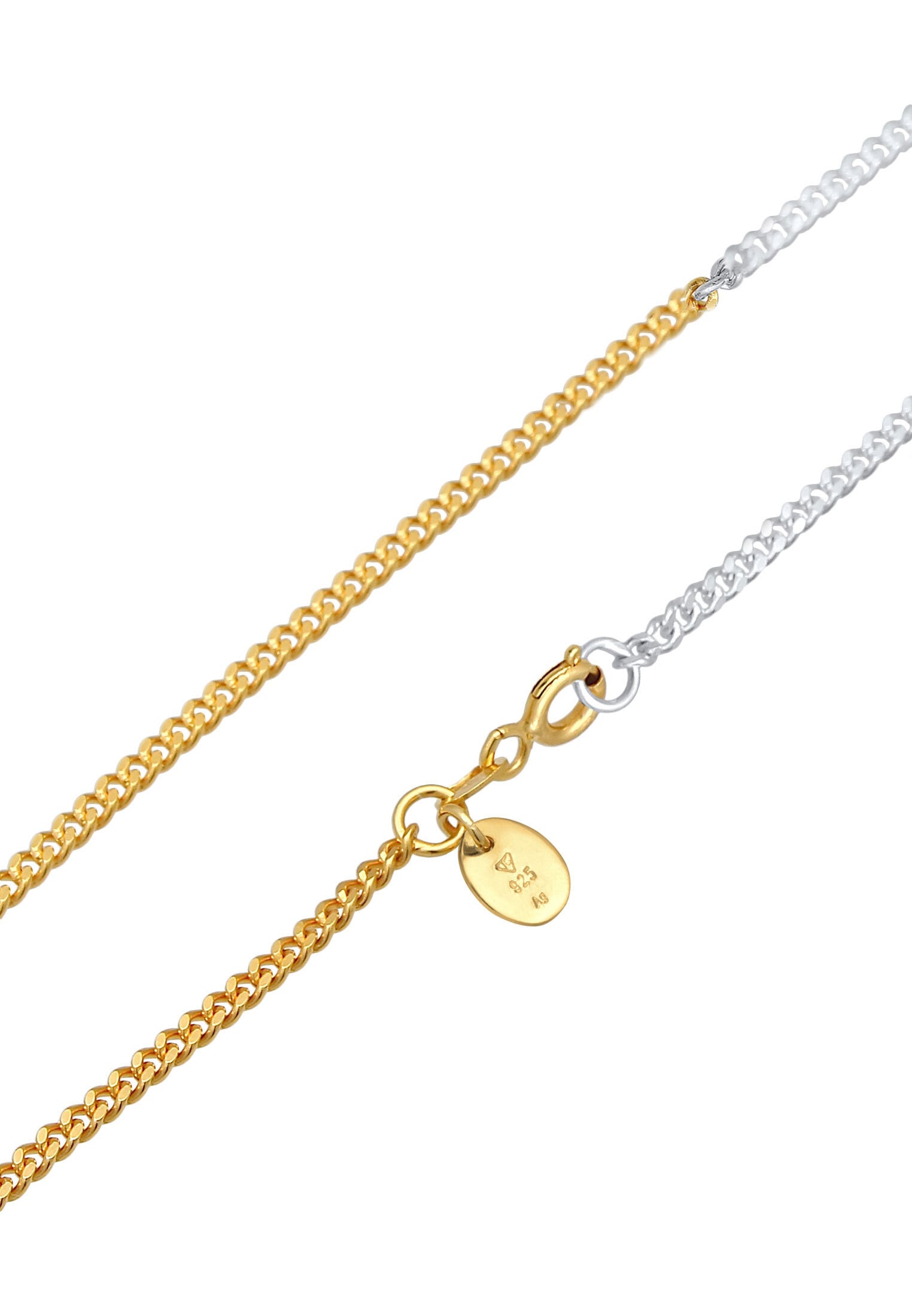 Elli Kette ohne Anhänger »Halskette Panzerkette Basic Chunky Chain Bi-Color 925 Silber«