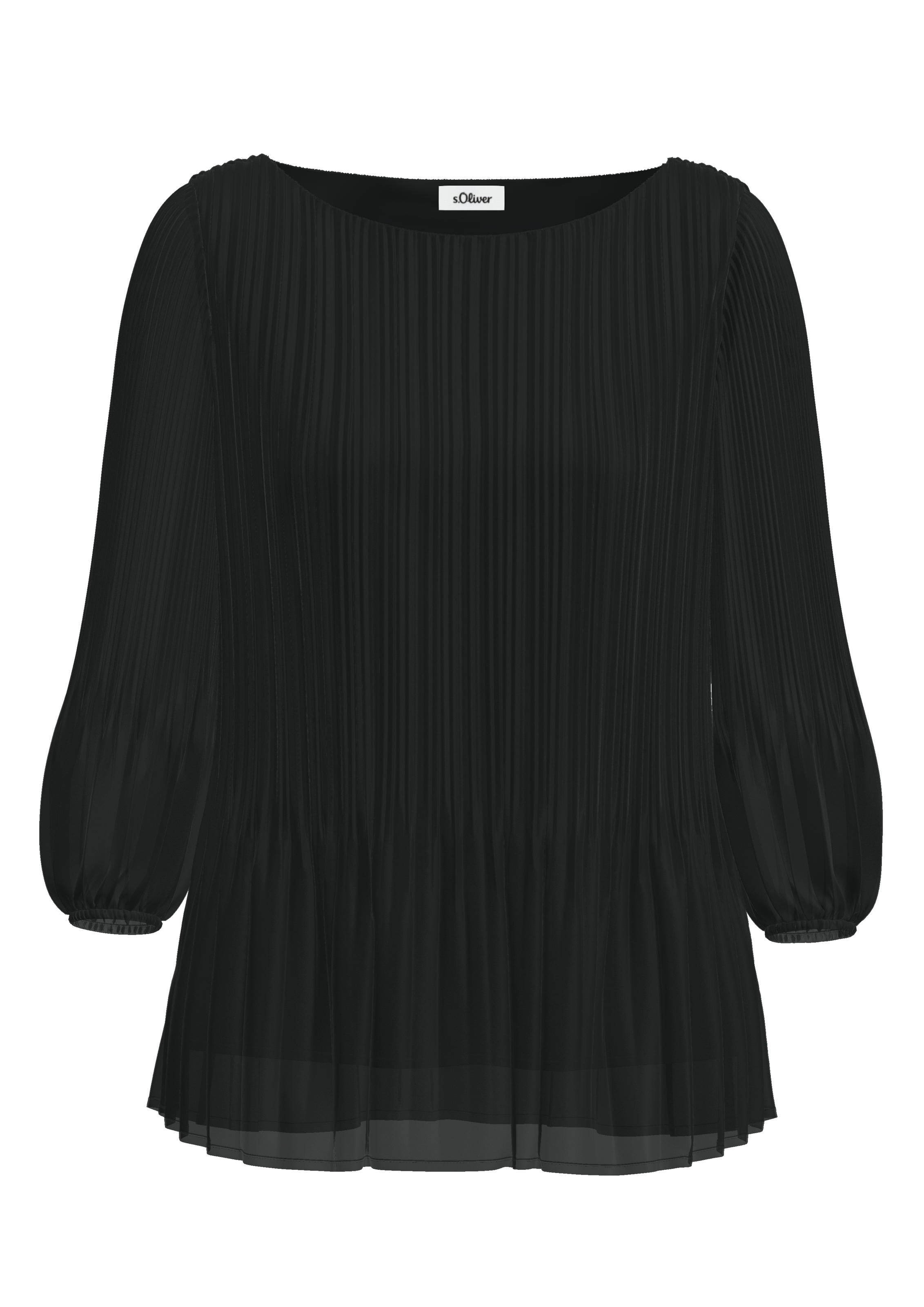 s.Oliver BLACK LABEL Plisseebluse, langarm in halbtransparentem Look