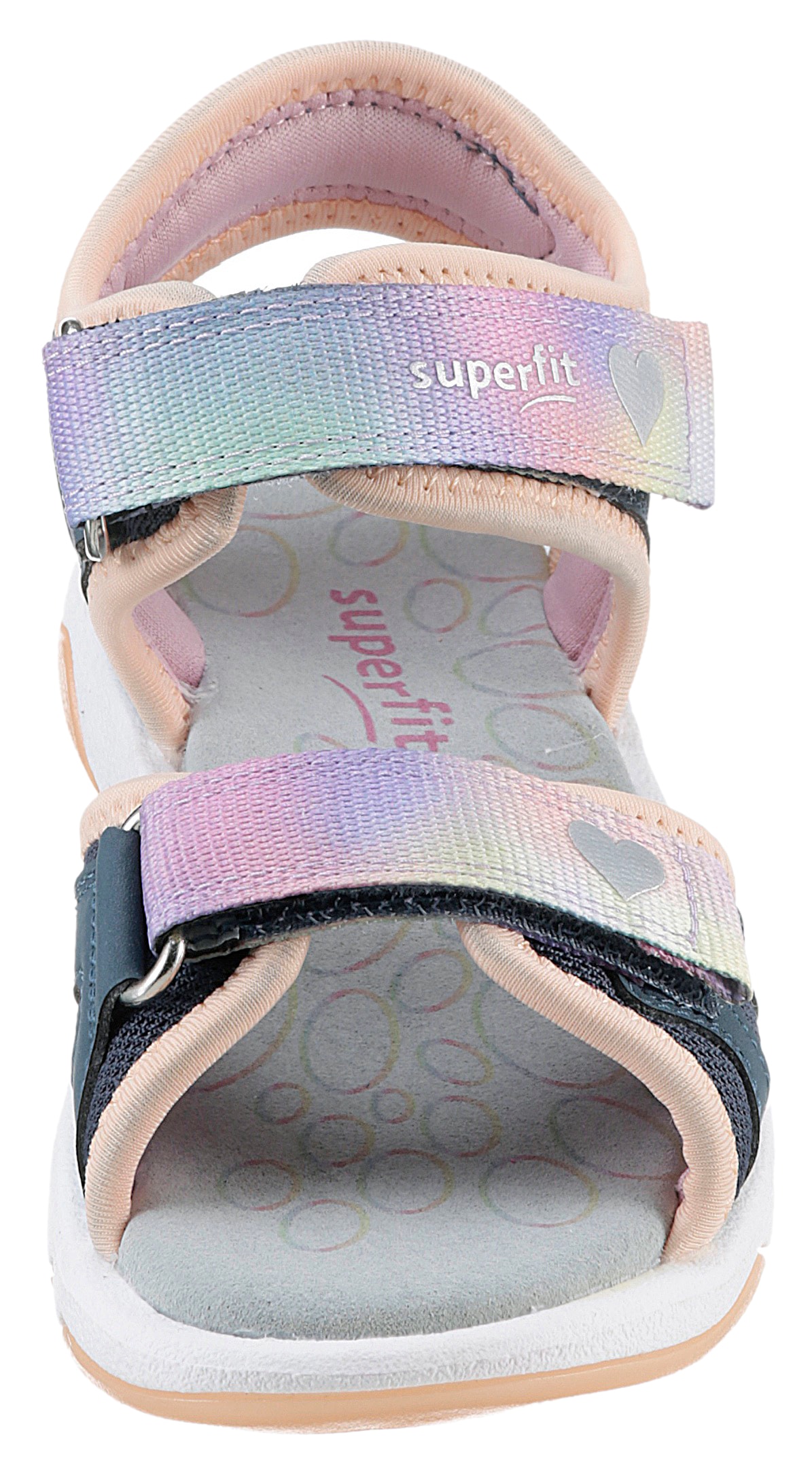 Superfit Sandale »PEBBLES WMS: mittel«, Sandalette mit süßem Glitzerverschluss, Größenschablone zum Download