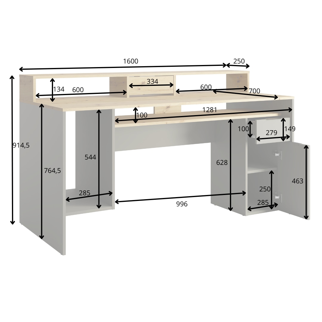OTTO home Schreibtisch »Peooria Computertisch mit Monitoraufsatz & Towerfach, viel Stauraum« Büroschreibtisch, Gamingtisch mit Schublade, modern, Breite 160 cm
