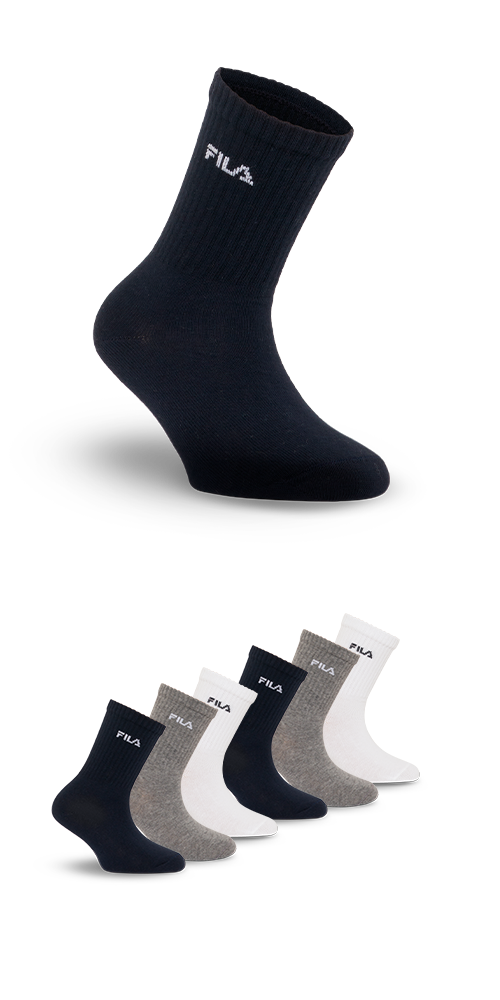 Fila Socken 6 Paar tlg. breites Rippenbündchen, Cotton-Mix, Unisex