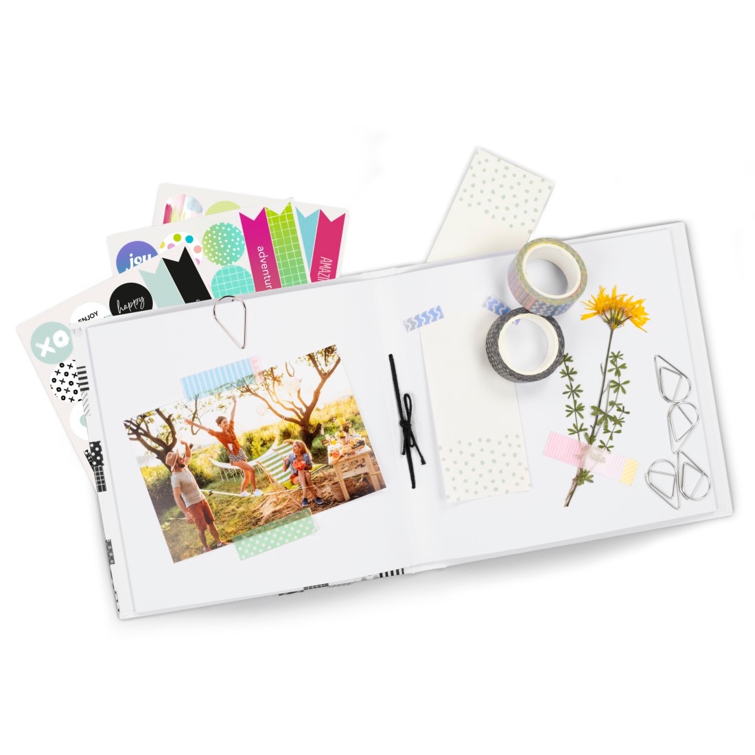 Hama Kreativset »Multi-Kreativ-Set zum Basteln für persönliche Geschenkideen, Journal«, (Set, 12 tlg., Bastelset), Mit Album, Stickerbögen, Haftnotizblock, Metallclips, Masking Tapes