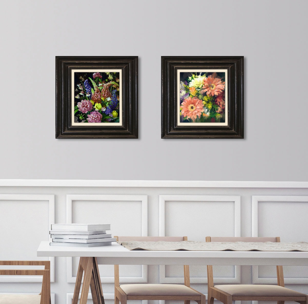 queence Leinwandbild »Blumen«, Kunst-Blumen-Blumenbilder-Stillleben-Garten-Gartenbilder, Premium-Leinwandstoff, Handarbeit aus Deutschland, 40x40cm