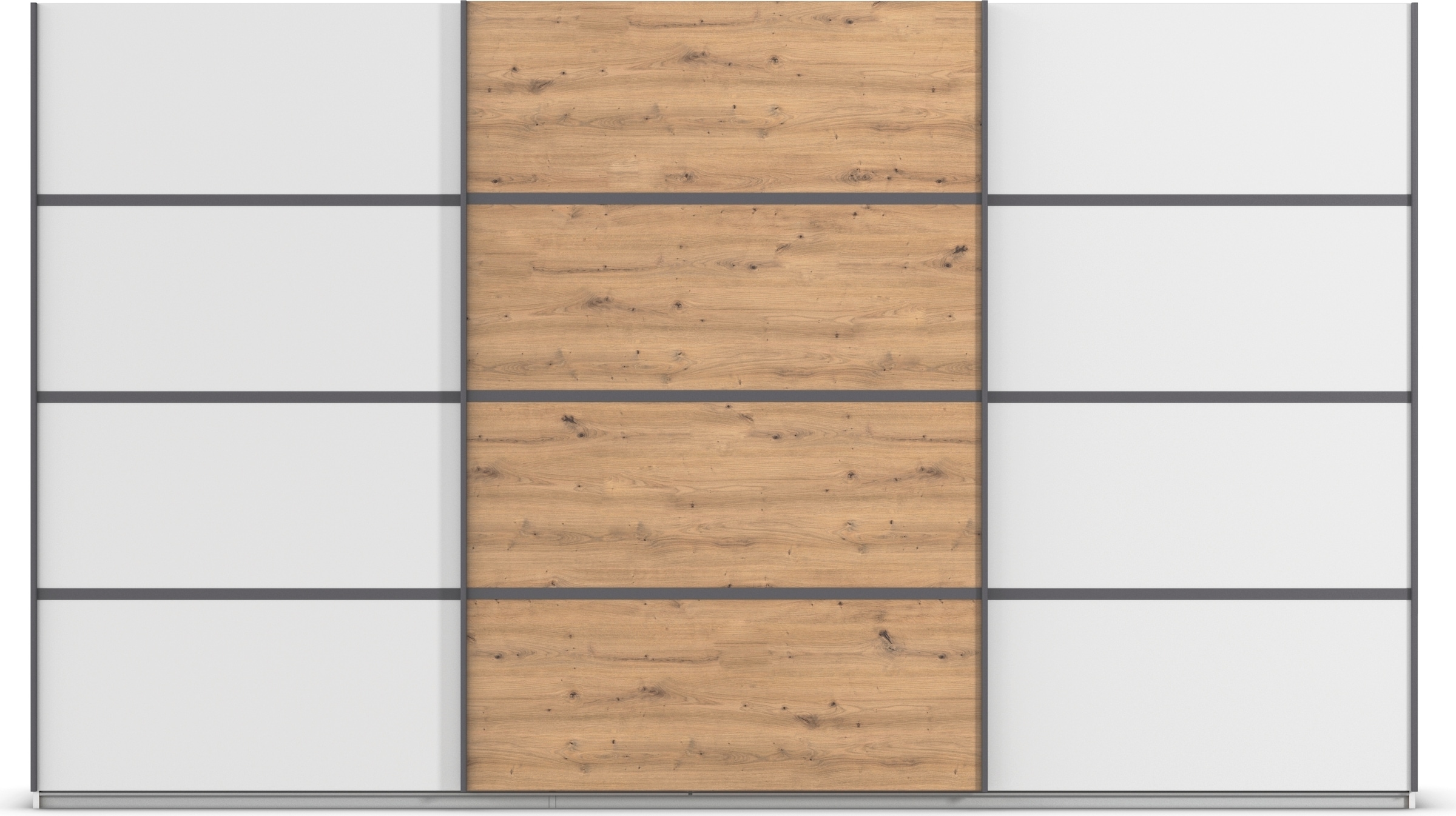 rauch Kleiderschrank »Schwebetürenschrank OTTO´s Choice Garderobe Schrank TOP ANGEBOT Avola«, (in 3 verschiedenen Ausstattungen BASIC/CLASSIC/PREMIUM), mit eleganten Zierleisten in Chrom, Schwarz oder Weiß MADE IN GERMANY