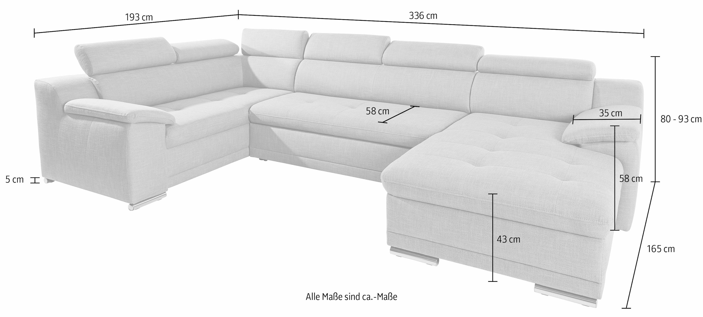 sit&more Wohnlandschaft Andiamo, mit Kopfteilverstellung, wahlweise mit Bettfunktion