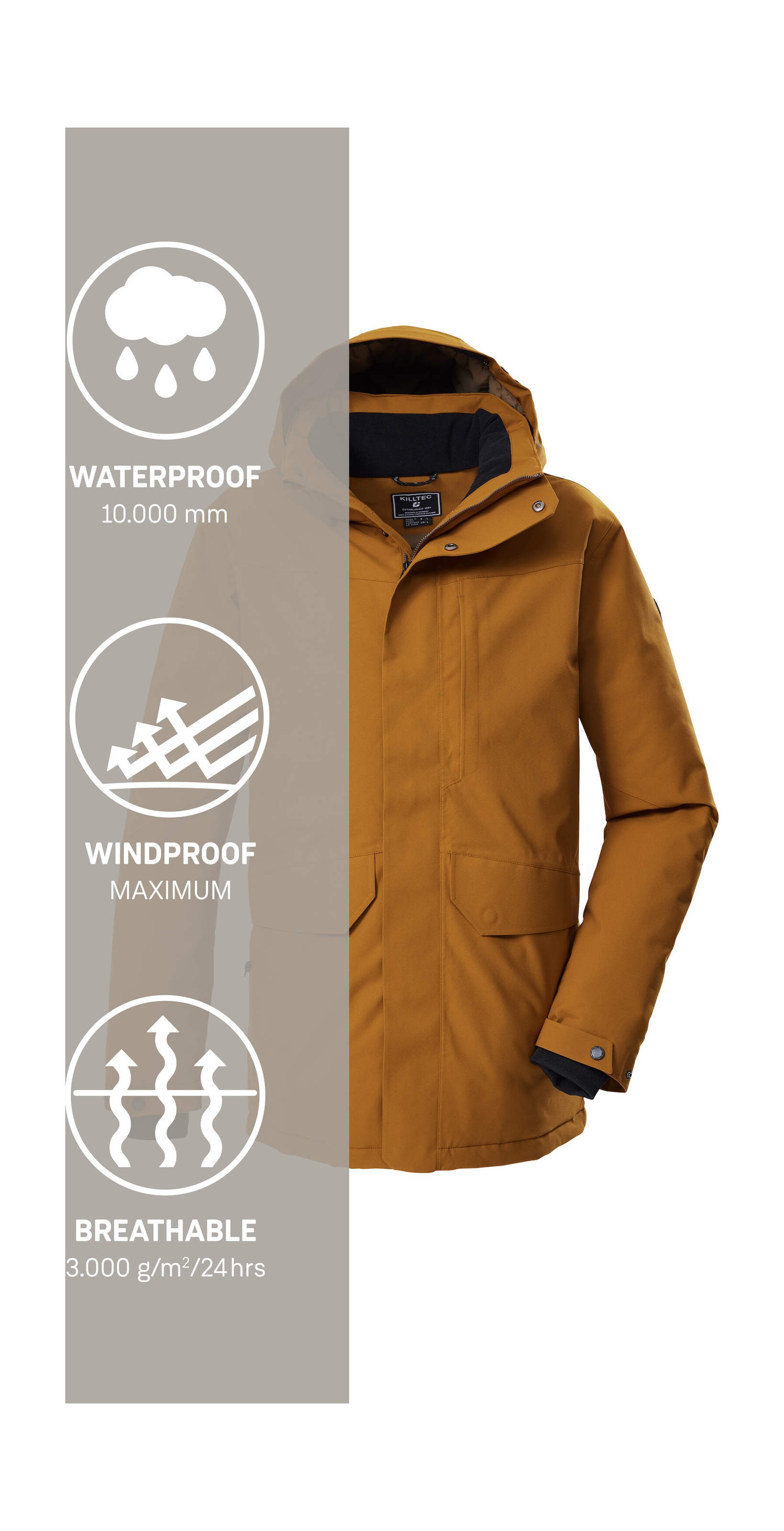 Killtec Parka »KOW 85 MN PRK« Wasser- und winddicht, atmungsaktiv, abnehmbare Kapuze, PFAs-frei