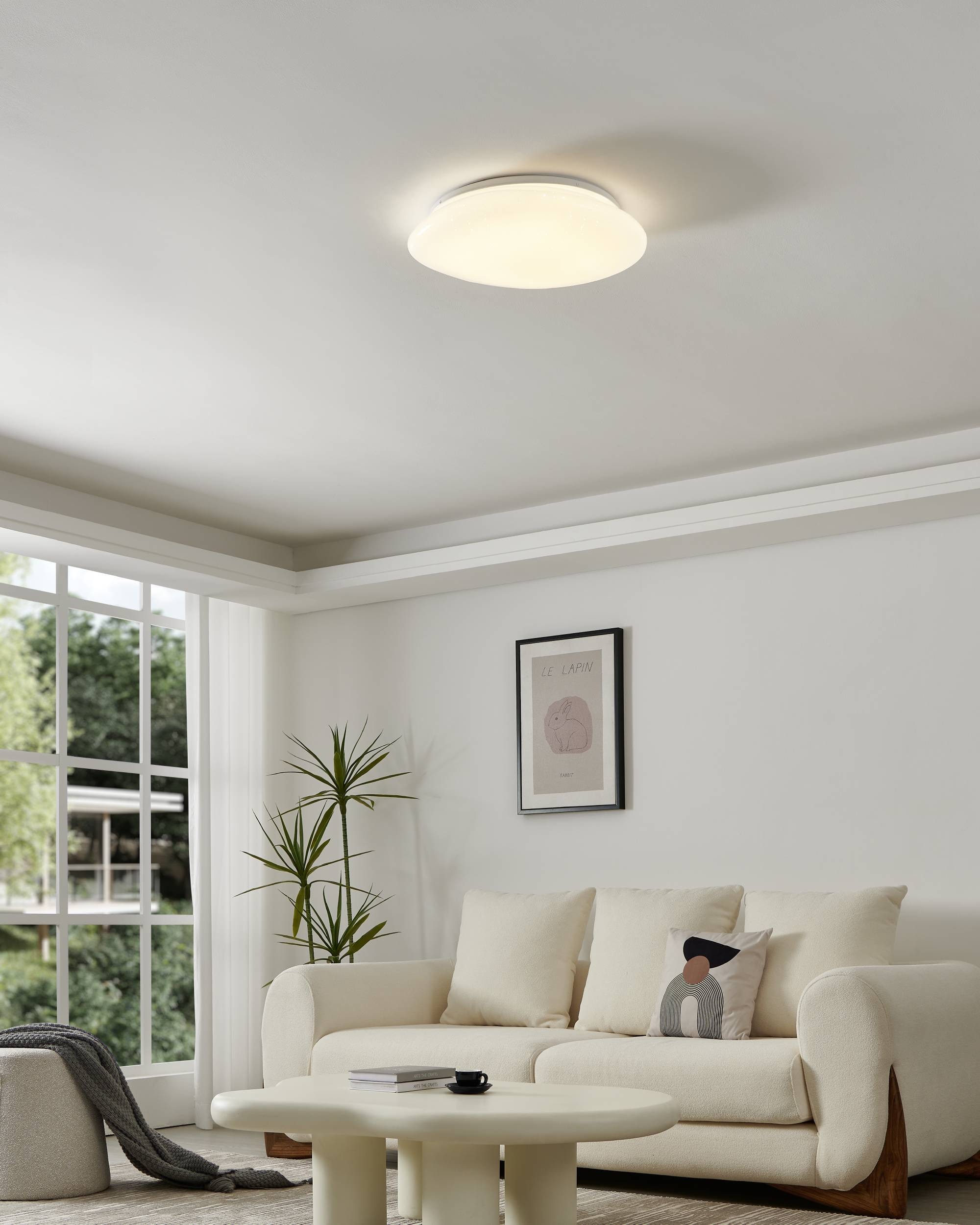 EGLO Deckenleuchte »Sileras Deckenlampe, Sternhimmel-Effekt, Stahl und Kunststoff, Lampe« LED-Modul 1 Stk. Kaltweiß | Neutralweiß | Warmweiß Wand-/Deckenleuchte - H8,5 x Ø45 cm - weiß - 20,5W inkl.