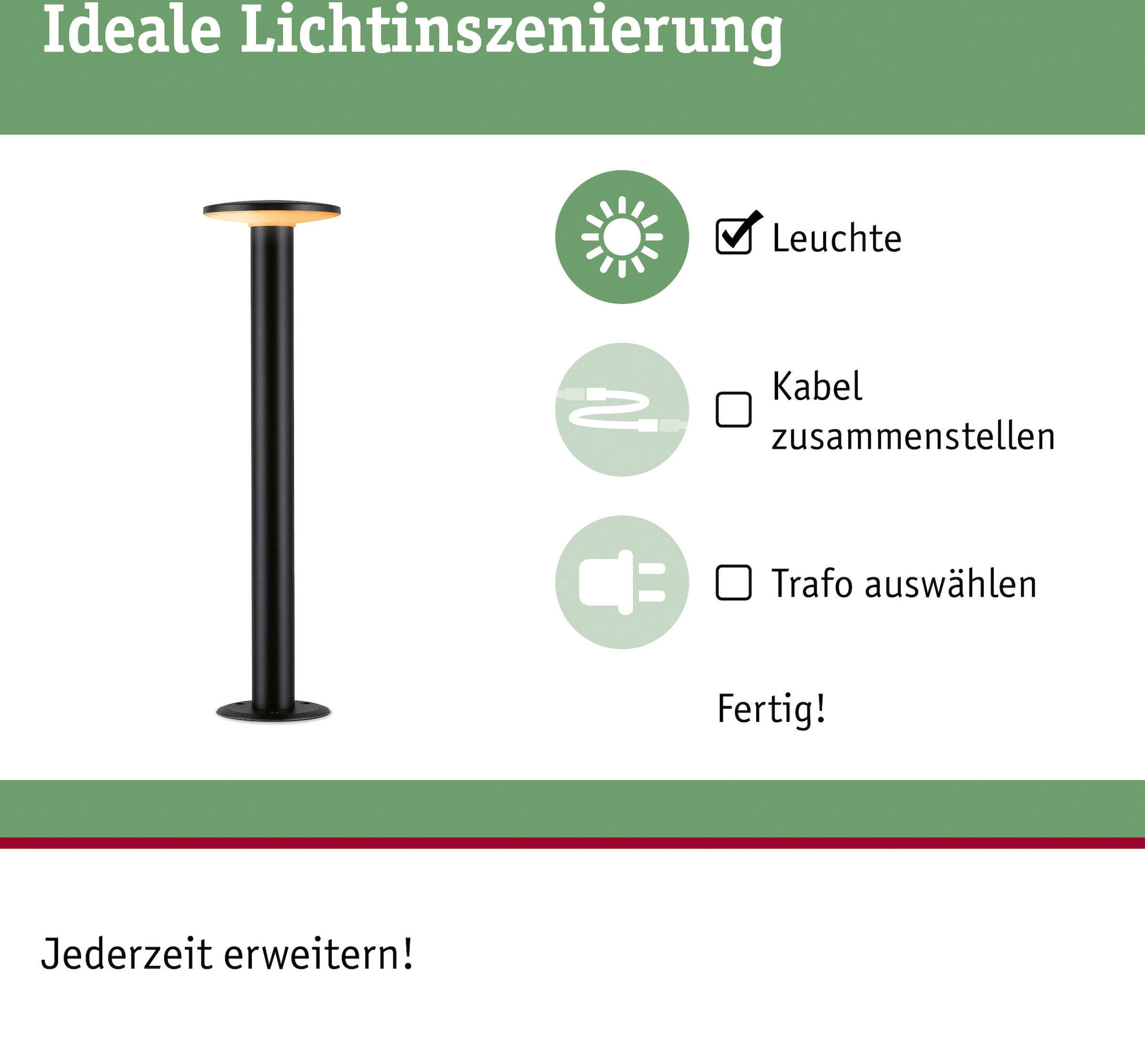 Paulmann LED Pollerleuchte »Outdoor 230V Poller Plate insect friendly 2200-3000K IP44«, 1 flammig, Insektenfreundlich