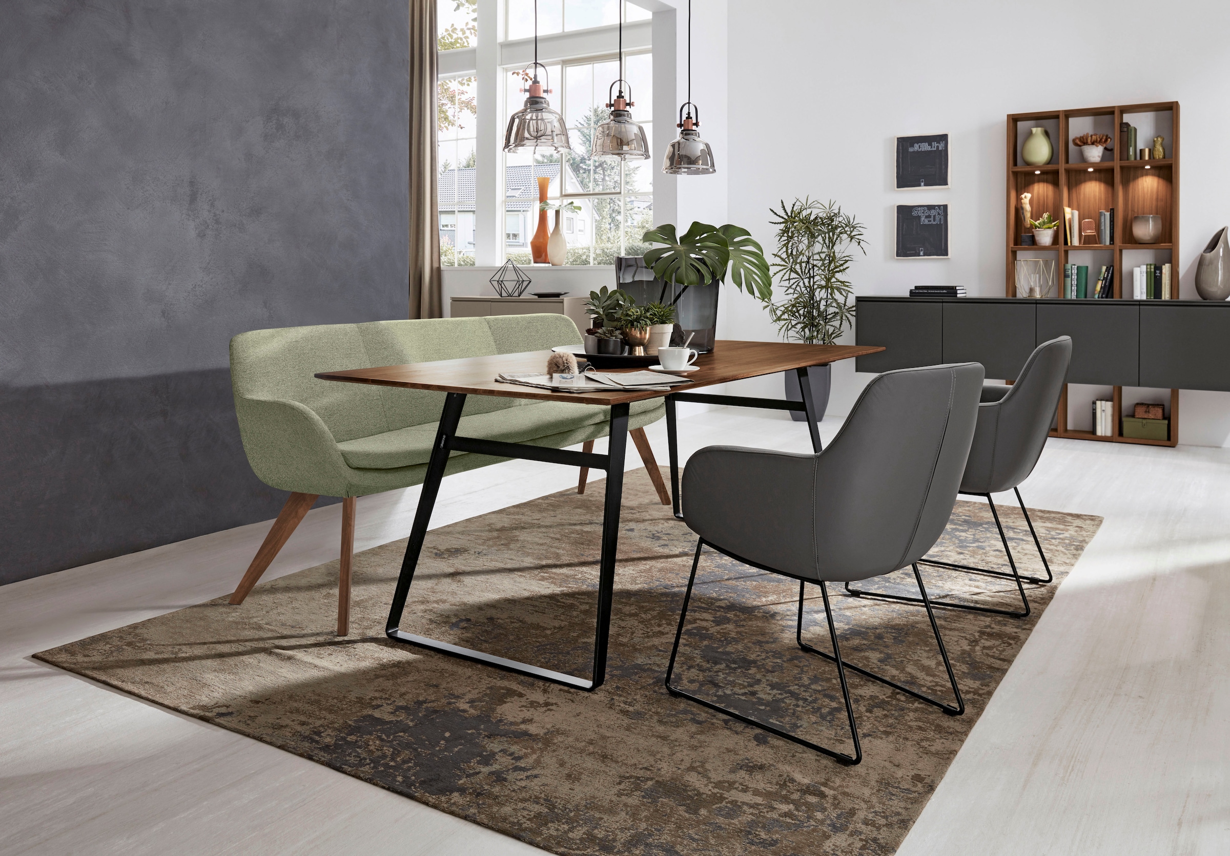 Musterring Essbank »Tavia« Stativgestell Wildnussbaum massiv geölt, Breite 180, 200 oder 220 cm