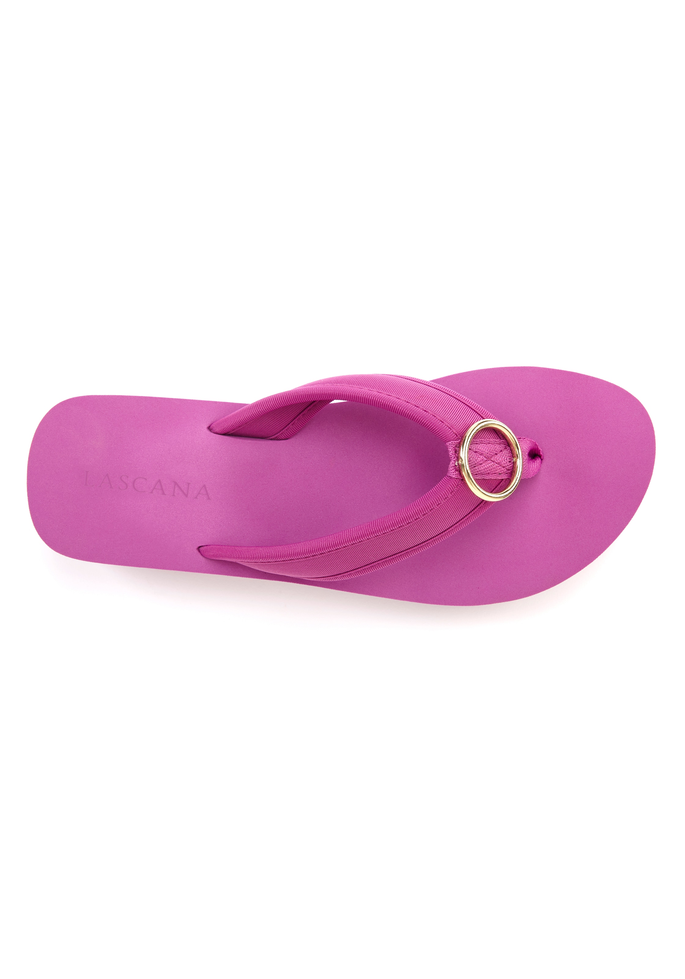 LASCANA Badezehentrenner »Sandale, Badeschuh, Pantolette, Badelatsche, Flip Flop, Sommerschuh,«  Zehentrenner mit Ringapplikation "Italy" VEGAN