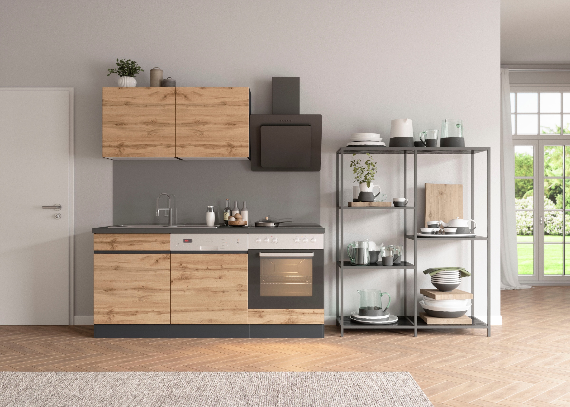 KOCHSTATION Küchenzeile »KS-Riesa« Stellbreite 180 cm, wahlweise mit oder ohne E-Geräte