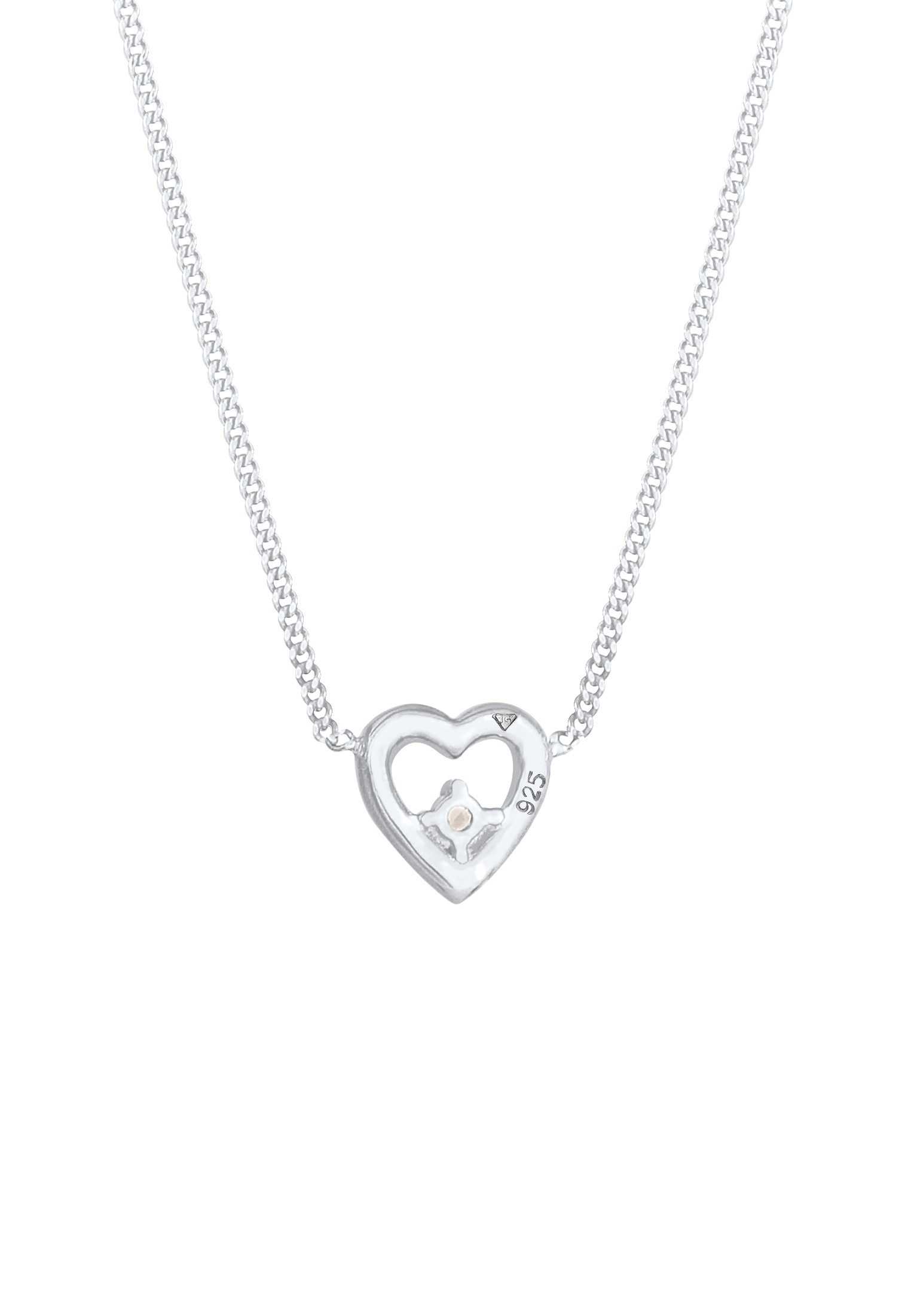 Elli DIAMONDS Silberkette »Halskette Herz Liebe Diamant (0.03 ct.) Romantik 925 Silber«