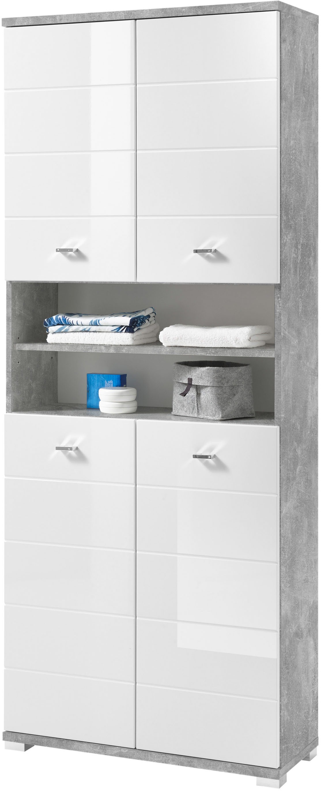 BASIC by Balculina Hochschrank »Pool, Badezimmerschrank BxHxT 76x190x31« 1 Stk. tlg. Breite 76cm, Tür L/R montierbar