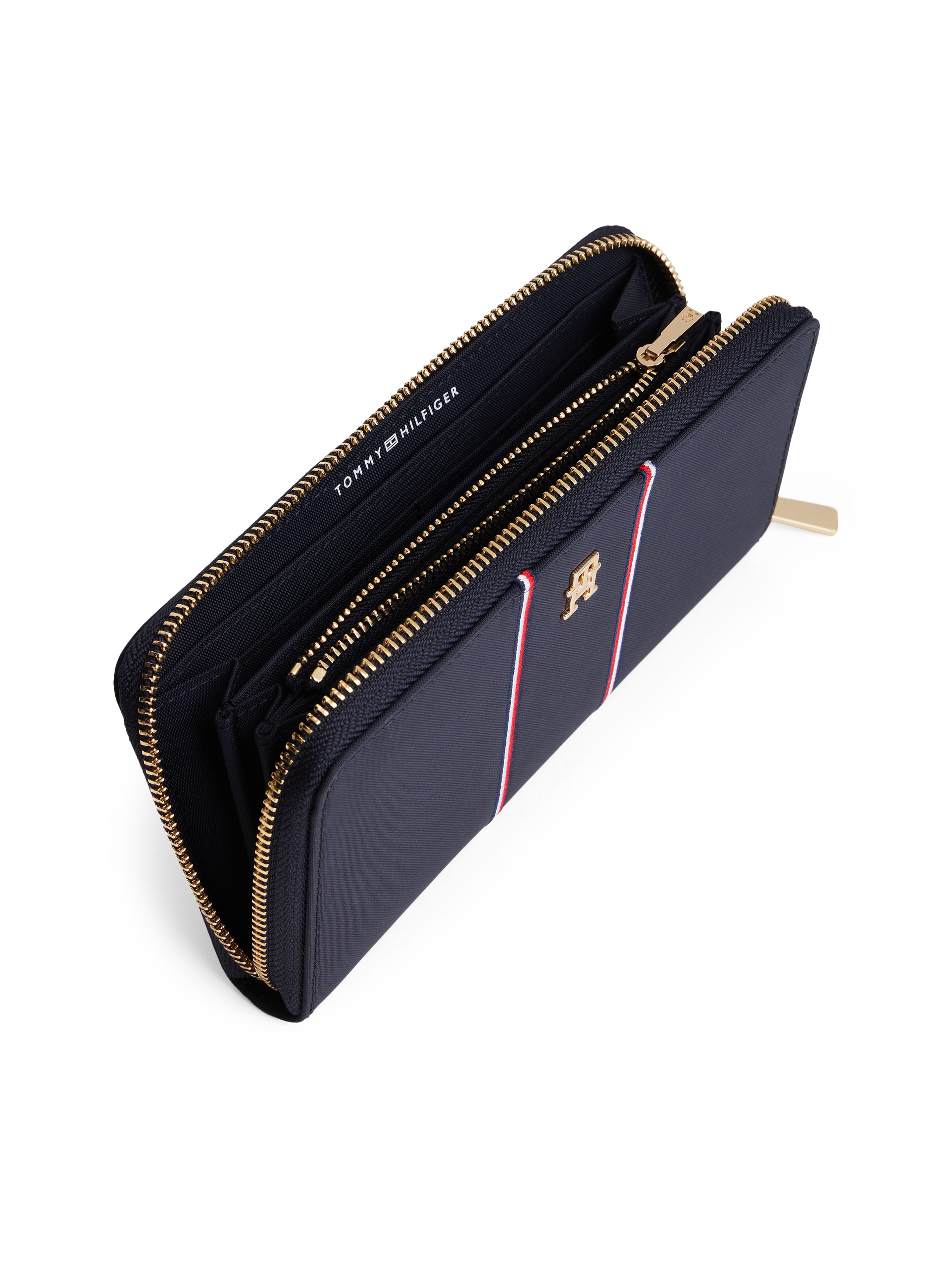 Tommy Hilfiger Geldbörse »TH ICON LRG ZA NYLON CORP« Unisex Portemonnaie, Geldbeutel mit TH-Schmucklogo