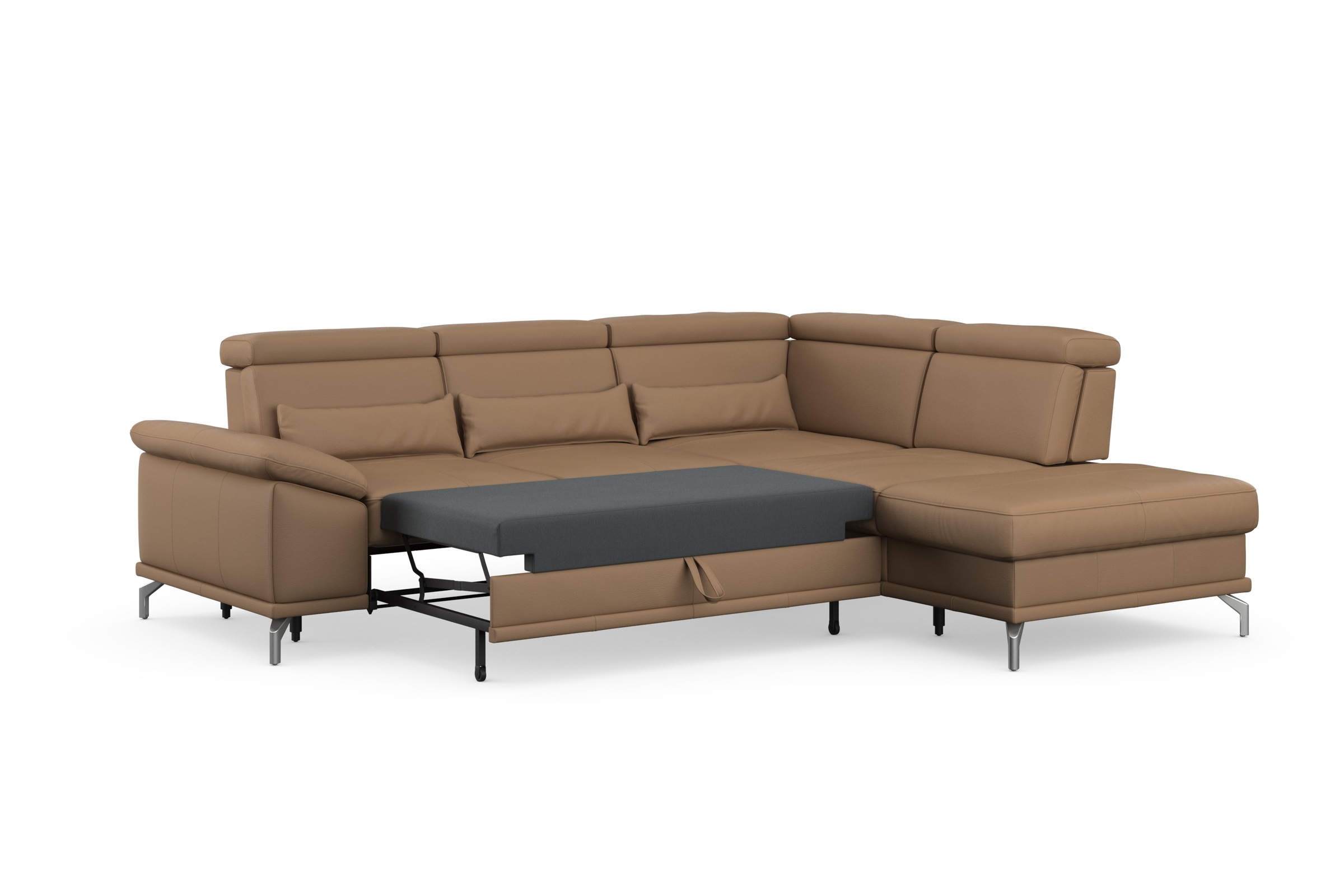 sit&more Ecksofa »Cabrio L-Form, mit Sitztiefenverstellung, Arm- und Kopfteilverstellung«, 3 Nierenkissen, Federkern, optional Bettfunktion und Stauraum