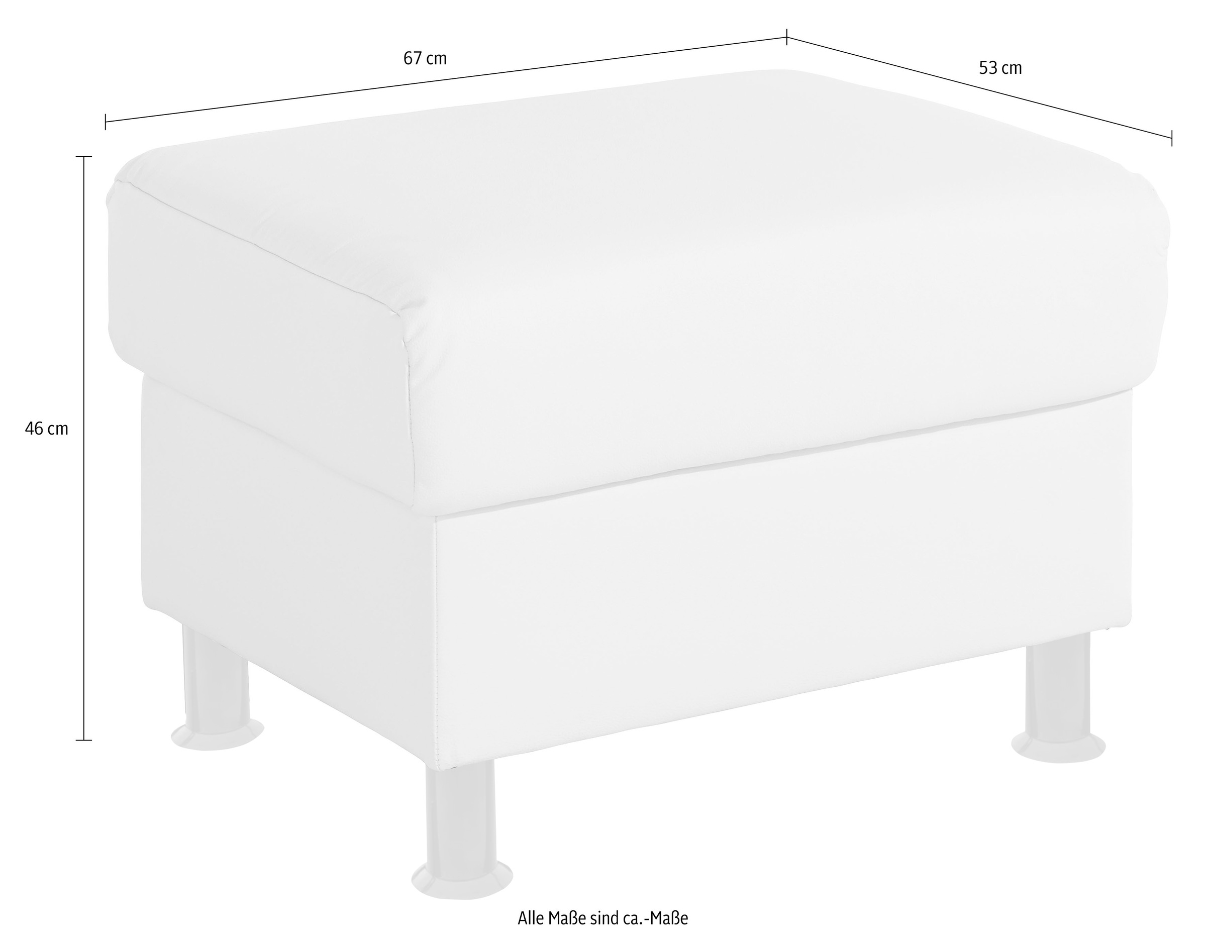TRENDMANUFAKTUR Hocker »Rondo, Polsterhocker zur Serie, Breite 67 cm, Füße schwarz«, Fußhocker wahlweise mit Federkern, in verschiedenen Bezügen bestellbar