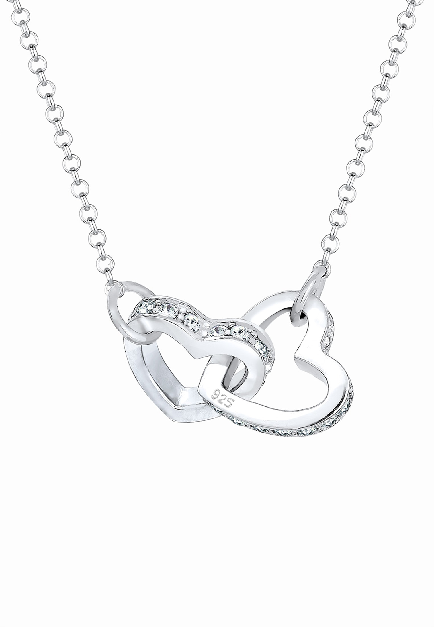 Elli Silberkette »Halskette Herz Glas Kristalle Weiß 925 Sterling Silber«