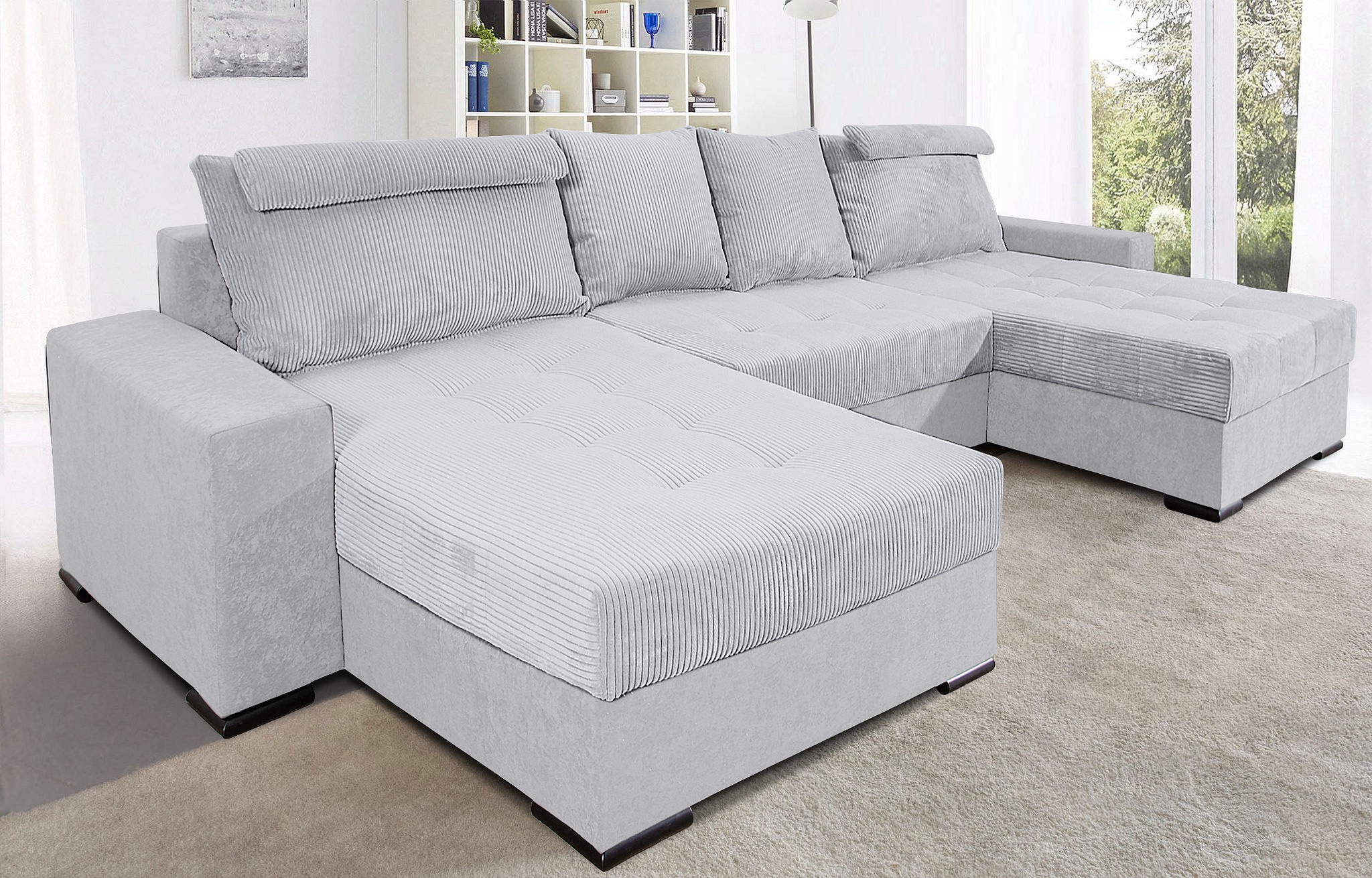 COLLECTION AB Wohnlandschaft »XXXL-Josy Relax U-Form Breite 352 cm, mit 2 gleich großen Recamieren«, inkl. Bettfunktion, Bettkasten, mit 4 Rückenkissen in zwei Größen