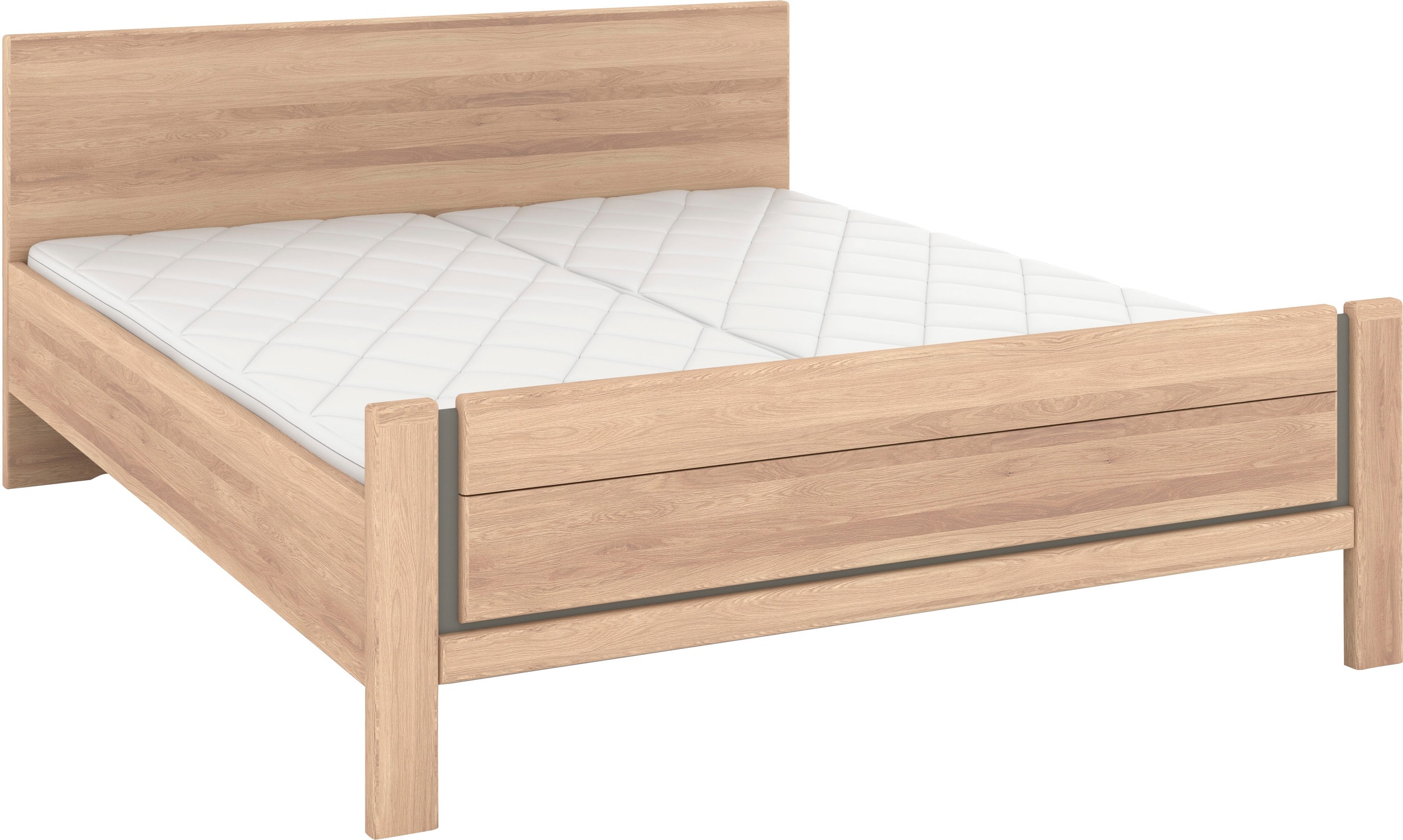Musterring Holzbett »Sorrent, Bettgestell, Bettrahmen, teilmassiv Eiche«, (MADE IN GERMANY), Eiche teilmassiv, Liegehöhenverstellung, Stollenfußteil
