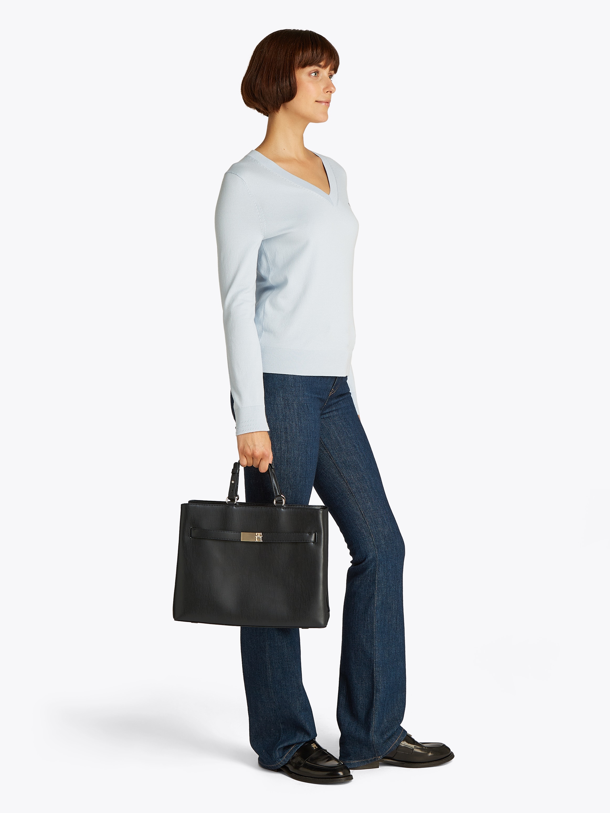 Tommy Hilfiger Henkeltasche »TH HERITAGE SATCHEL«, Damen Umhängetasche, Schultertasche mit TH-Schmuckelement