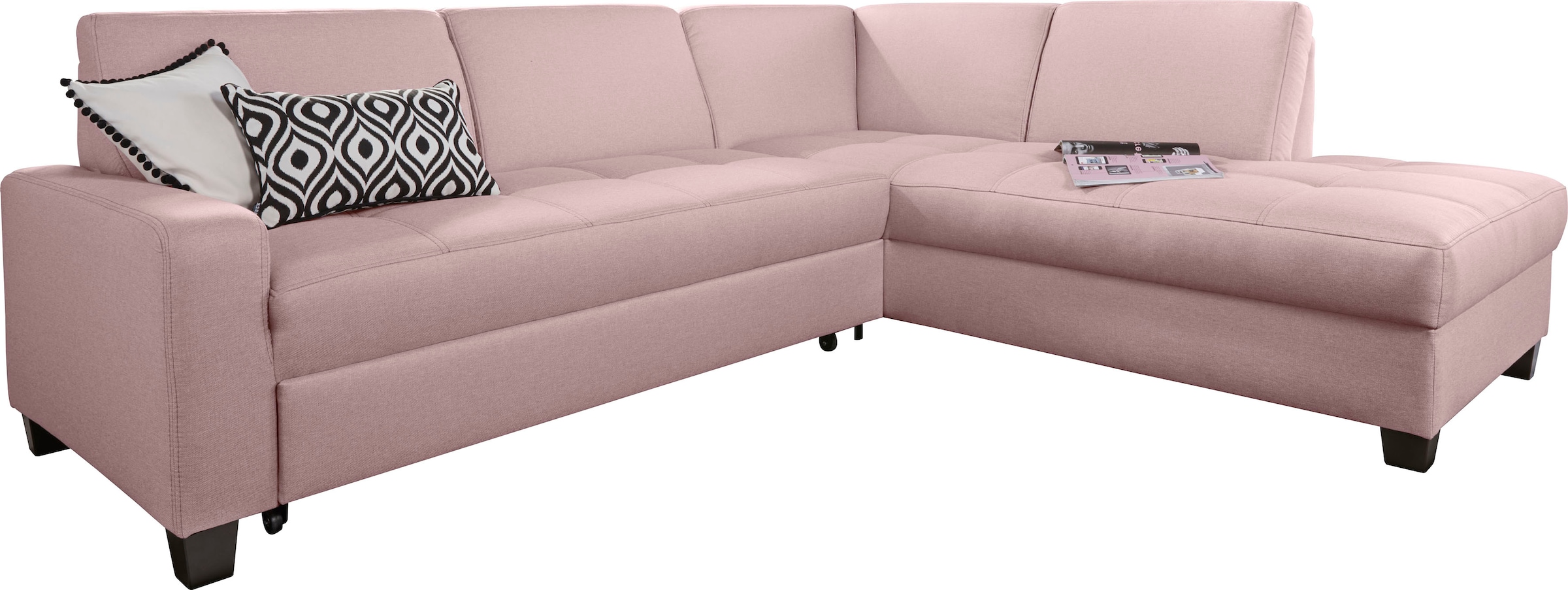 DOMO collection Ecksofa »Florentina zeitlos und elegant, Sitznähte als Designelement, L-Form«, wahlweise mit Bettfunktion, mit Kontrastnaht, Komfortsitzhöhe 47cm