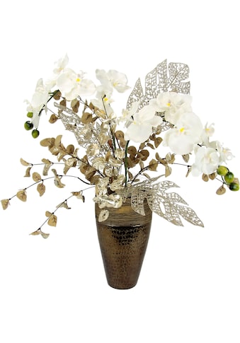 Winterliche Kunstpflanze »Gesteck mit Orchidee in Keramikvase, festliche...