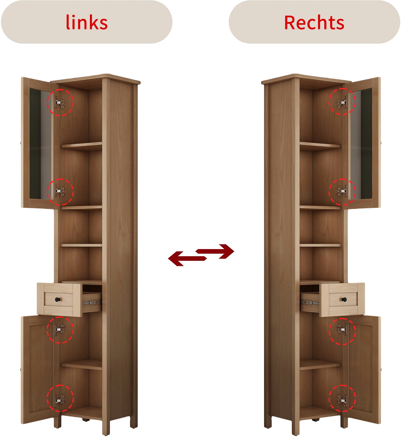 welltime Hochschrank »STOCKHOLM« Badschrank Breite 40cm mit Glastür