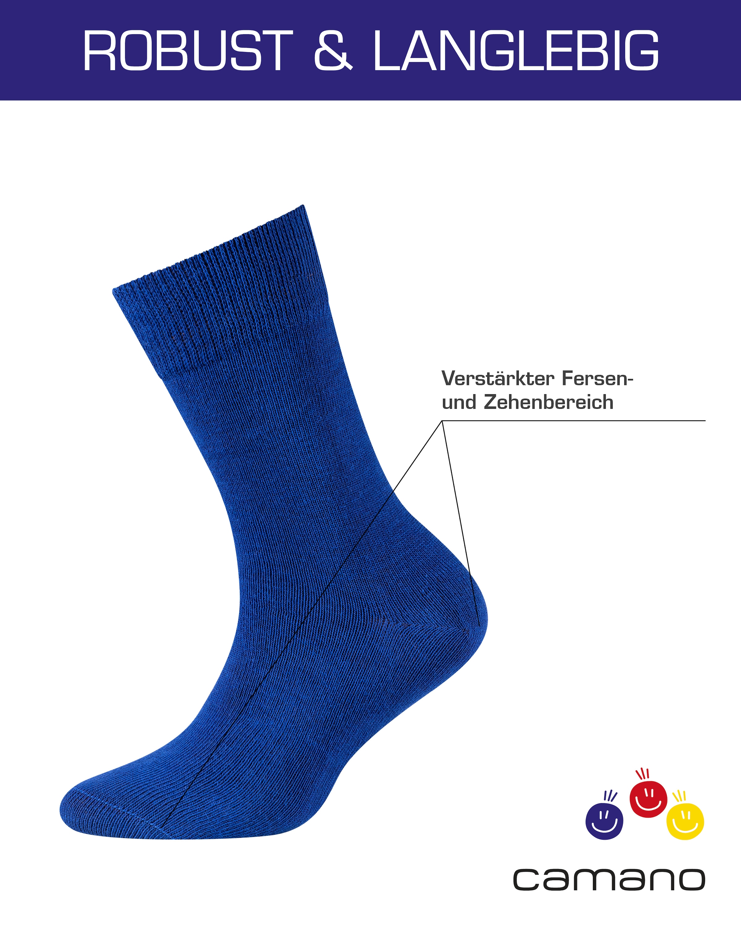 Camano Socken »ca-soft« 6 Paar,  mit Komfortbund und gepolsterten Zehen-/Fersenbereich