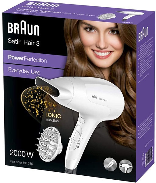 W, 3 mit Garantie 3 Perfection«, Jahren Kompakt Ionic-Haartrockner 2000 Satin Power Braun XXL Hair »Braun ergonomisch und