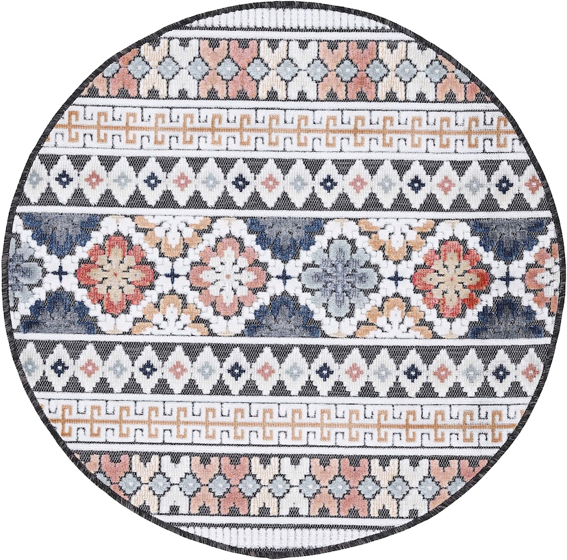 NORTHRUGS Teppich »Giro«, rund, Robust, Mandala gekettelt, kaufen Flachgewebe Pflegeleicht online Design