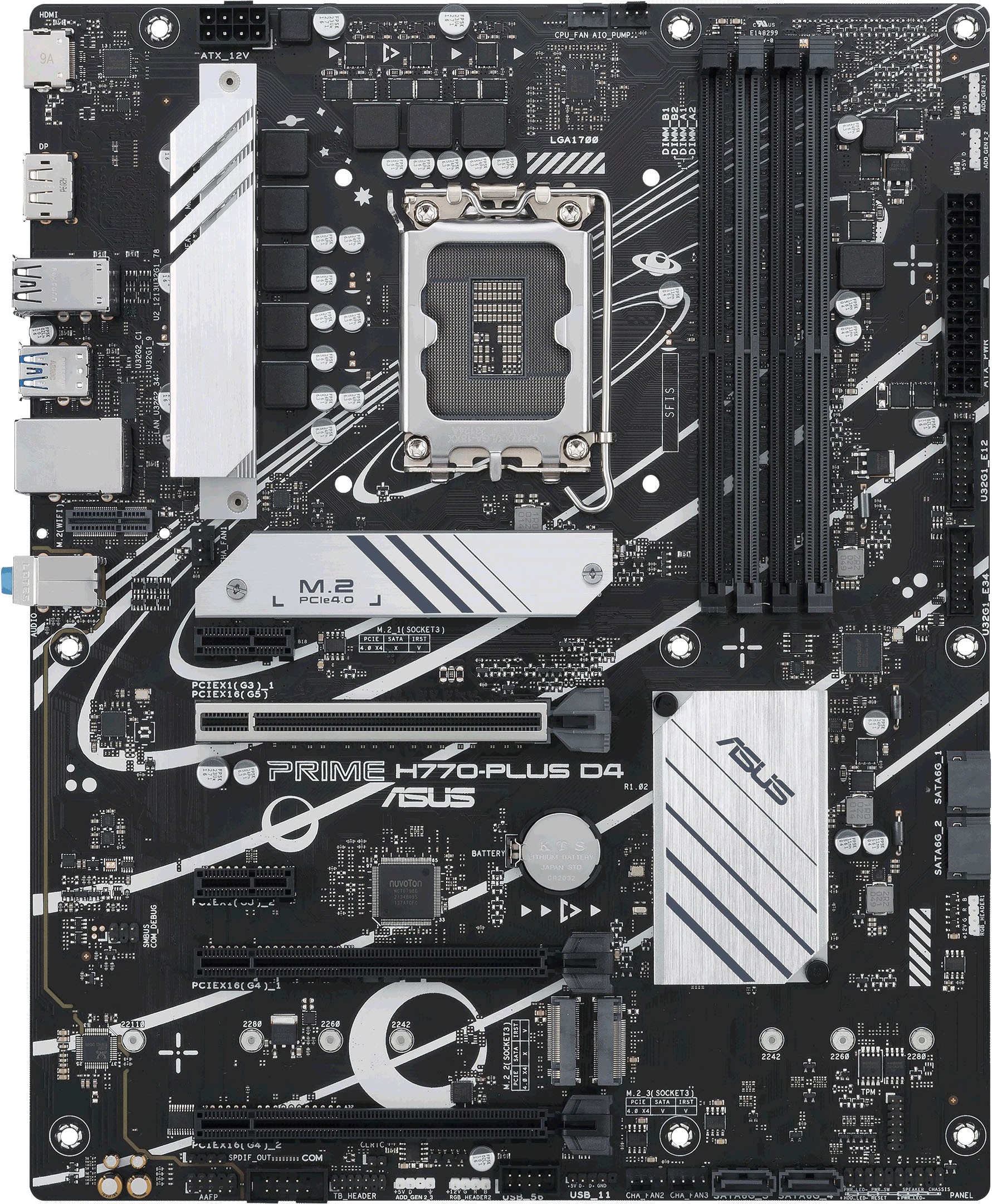 Asus Mainboard »PRIME H770-PLUS D4«, Intel H770, ATX, DDR4 Speicher, 3x PCIe 4.0 M.2, Thunderbolt 4