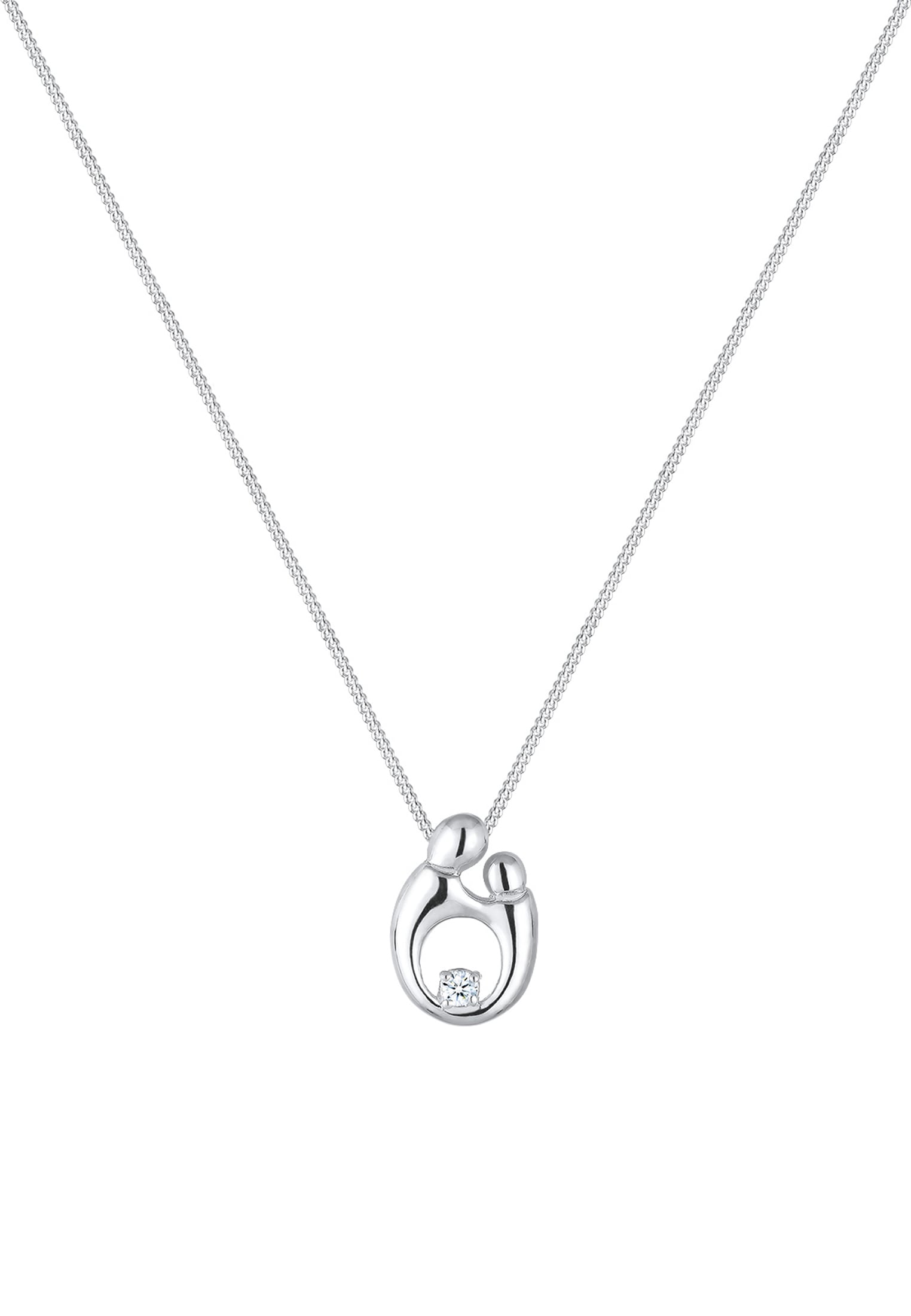 Elli DIAMONDS Silberkette »Halskette Mutter Kind Diamant (0.03 ct.) 925 Silber vergoldet«
