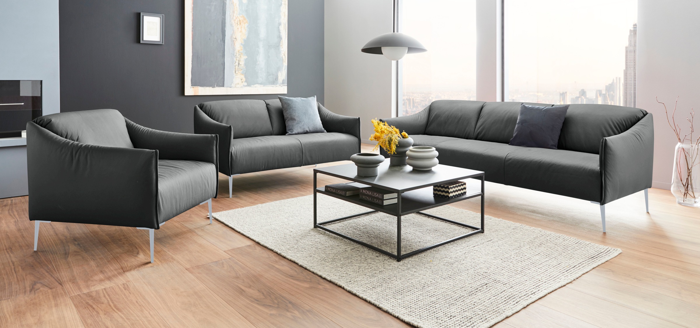 W.SCHILLIG 3-Sitzer »sally«, mit Metallfüßen in Silber matt, Breite 224 cm