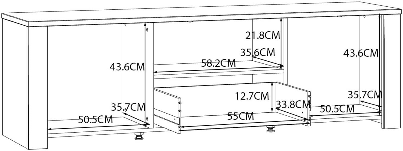 FORTE TV-Board »Bohol TV-Schrank, Stauraum, 2 farbiges Dekor, landhaus« B/H/T 166,1/51,8/42cm, 2 Türen, 1 SK