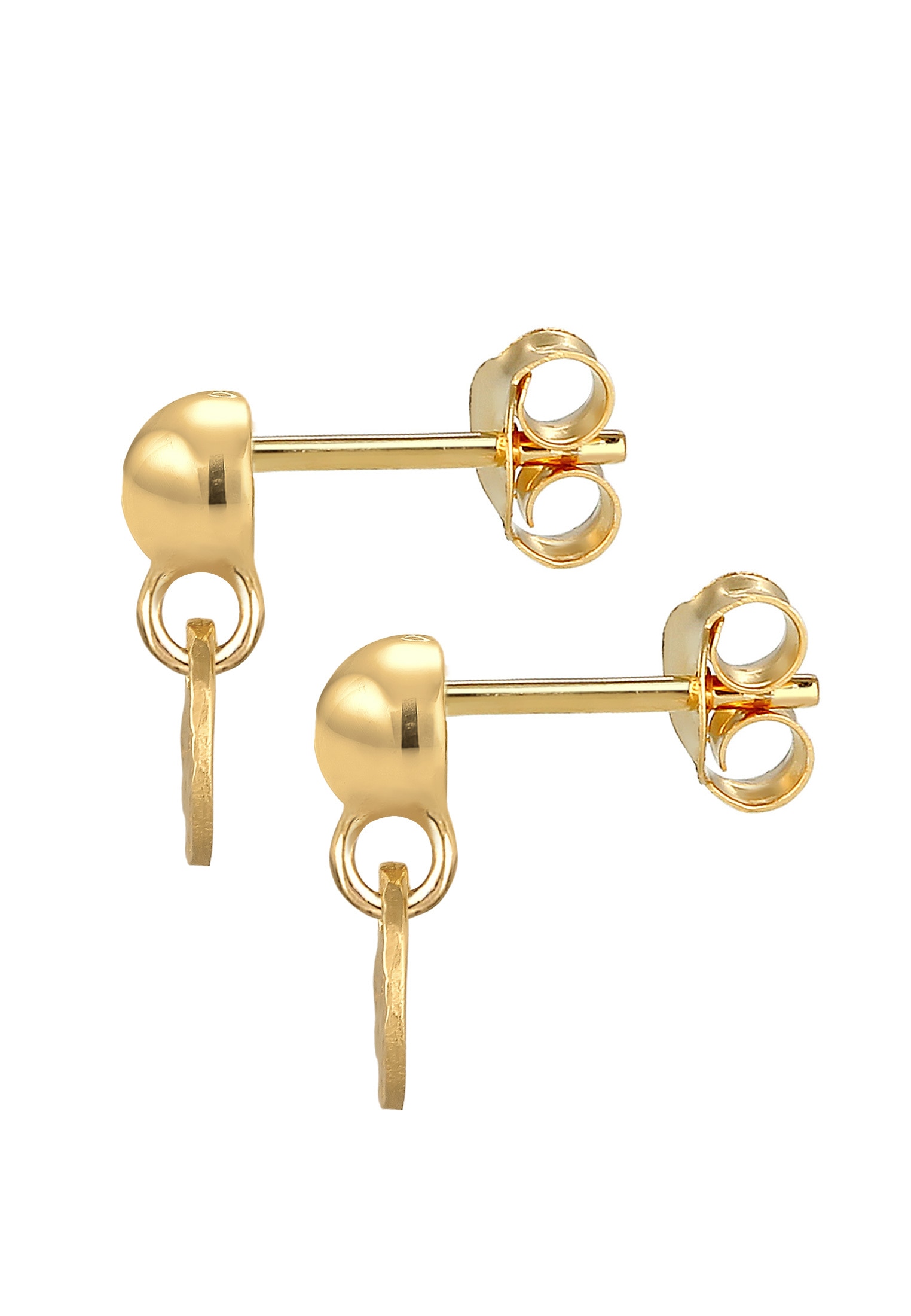 Elli Premium Paar Ohrstecker »Ohrringe Stecker Kugel Plättchen Antique 375 Gelbgold«
