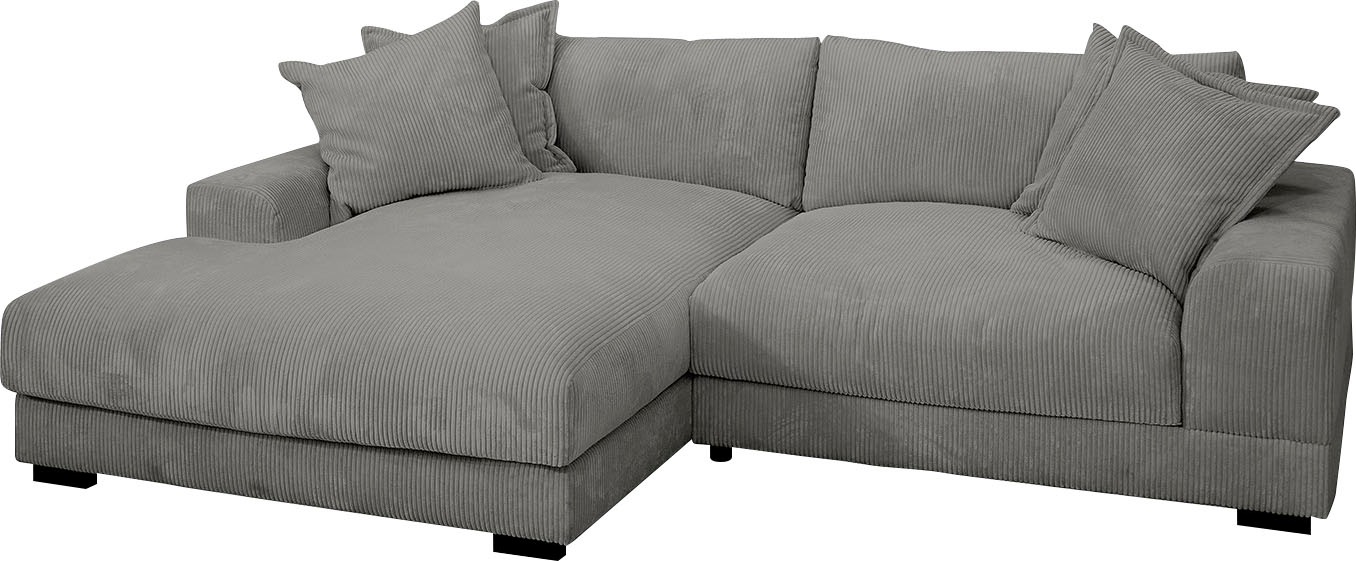 TRENDMANUFAKTUR Ecksofa »Zinal, aktuelles Design, mit 4 Zierkissen,«, mit extra softem Sitz, in trendiger Breitcord-Optik, L-Form
