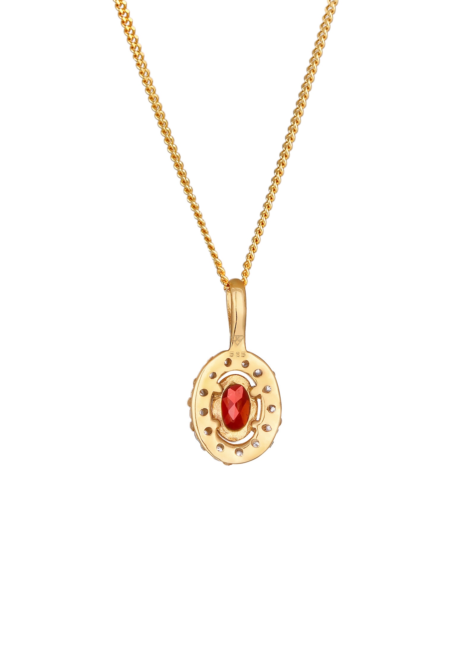Elli Premium Kette mit Anhänger »Halskette Granat Topas Klassik Elegant 585 Gelbgold«