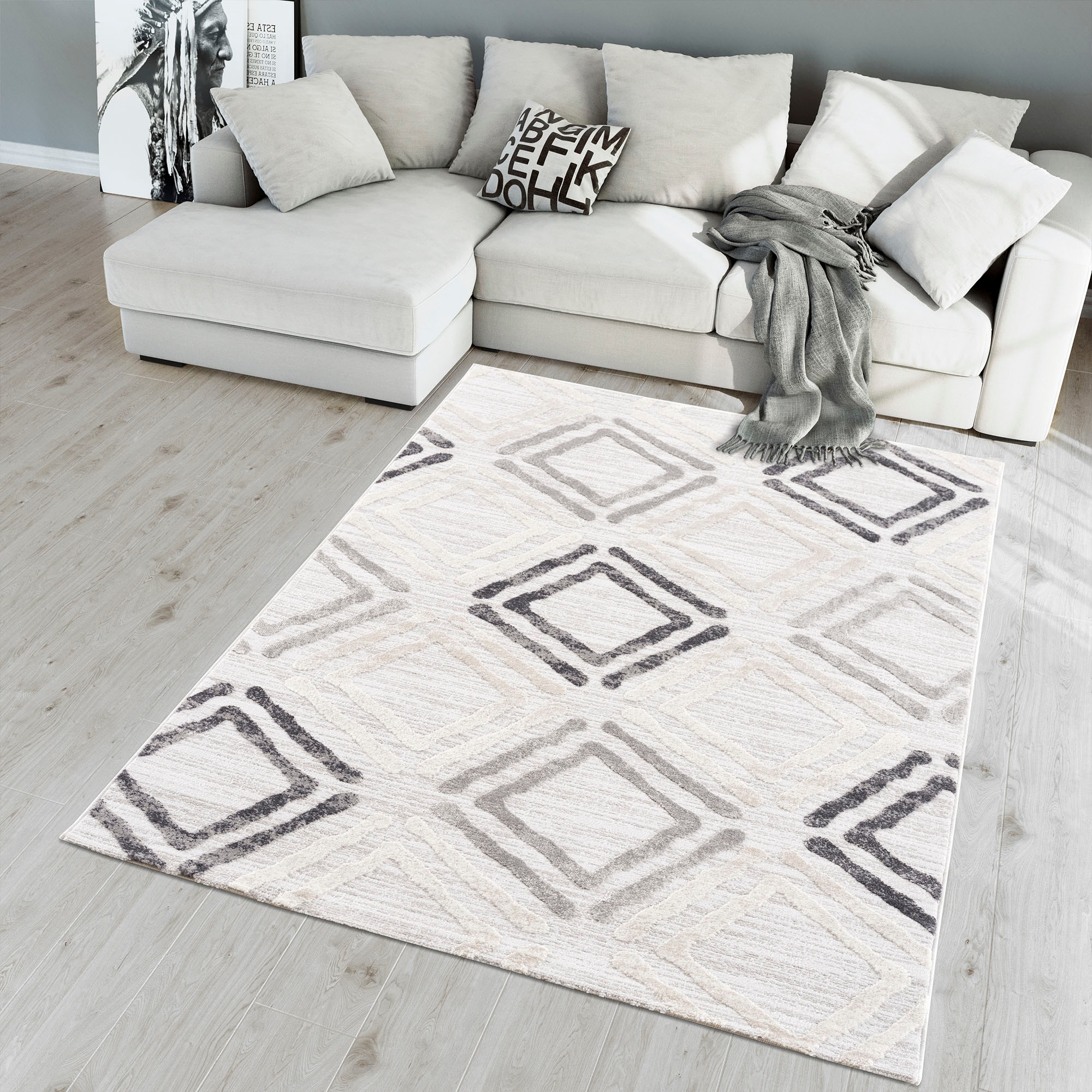 Sanat Teppich »Evra 7005« rechteckig 22 mm Höhe Wohnzimmer, Kurzflor, modern, Läufer