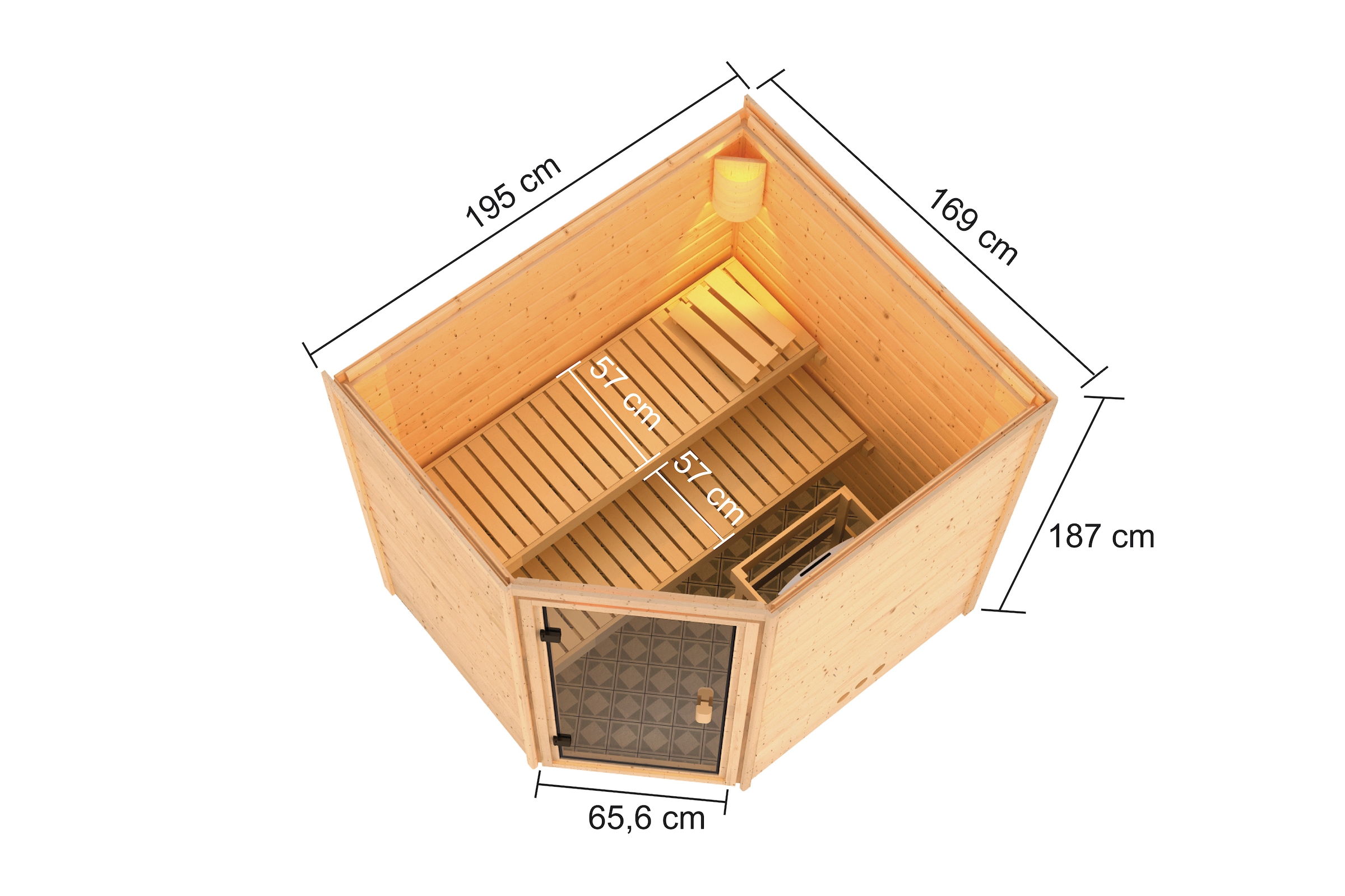 Karibu Sauna »"Trixi" mit bronzierter Tür, naturbelassen« aus hochwertiger nordischer Fichte