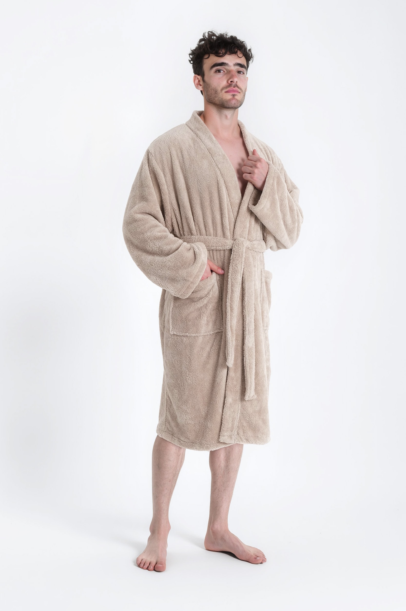my home Unisex-Bademantel »Lillou Kimono, ideal für Sauna & Spa, Hotelbademantel, Morgenmantel«, (1 St.), kuschelig weicher Fleece, für Damen und Herren, XS-3XL