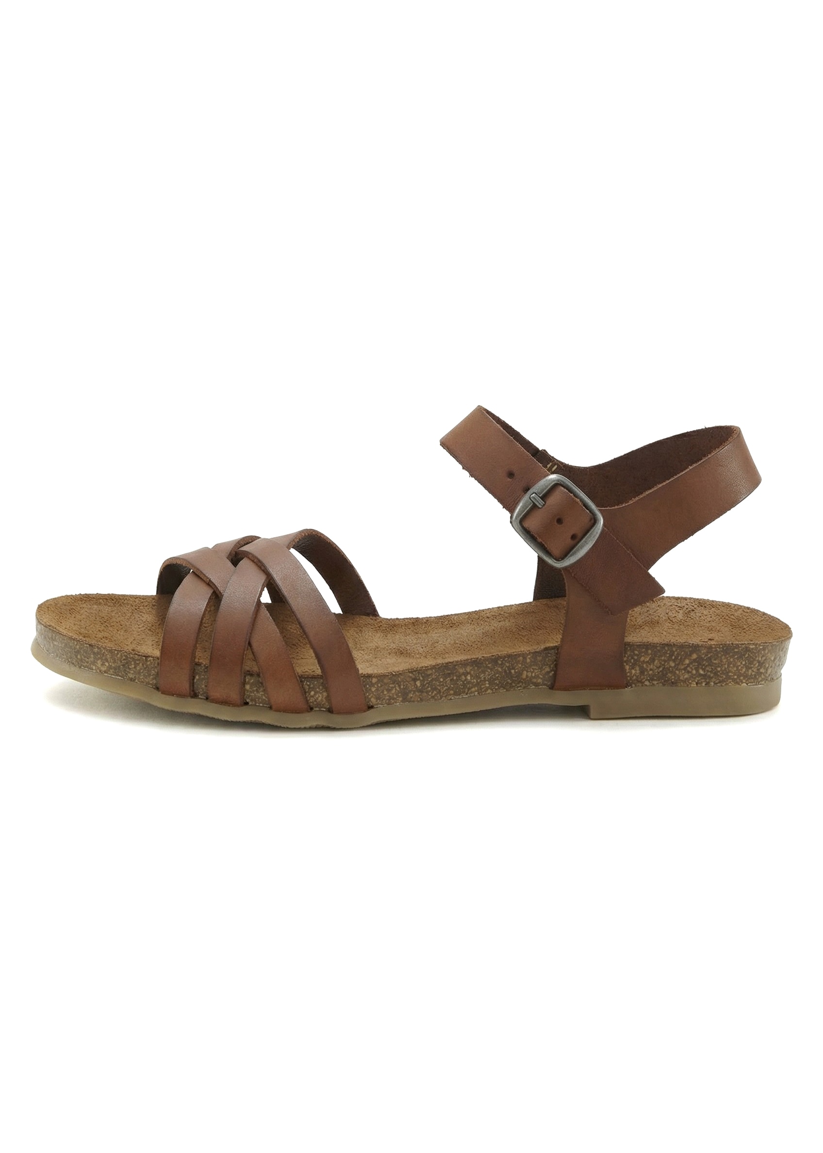LASCANA Sandale »Sandalette, Sommerschuh, offener Schuh,«  aus Leder mit Korkfußbett