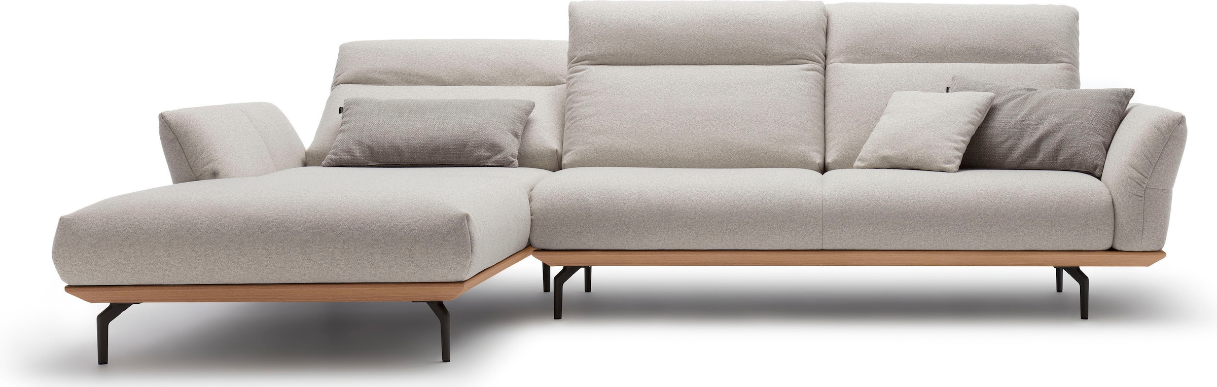 Creation BY ROLF BENZ Ecksofa »CR.460«, Sockel in Eiche, Winkelfüße in Umbragrau, Breite 318 cm