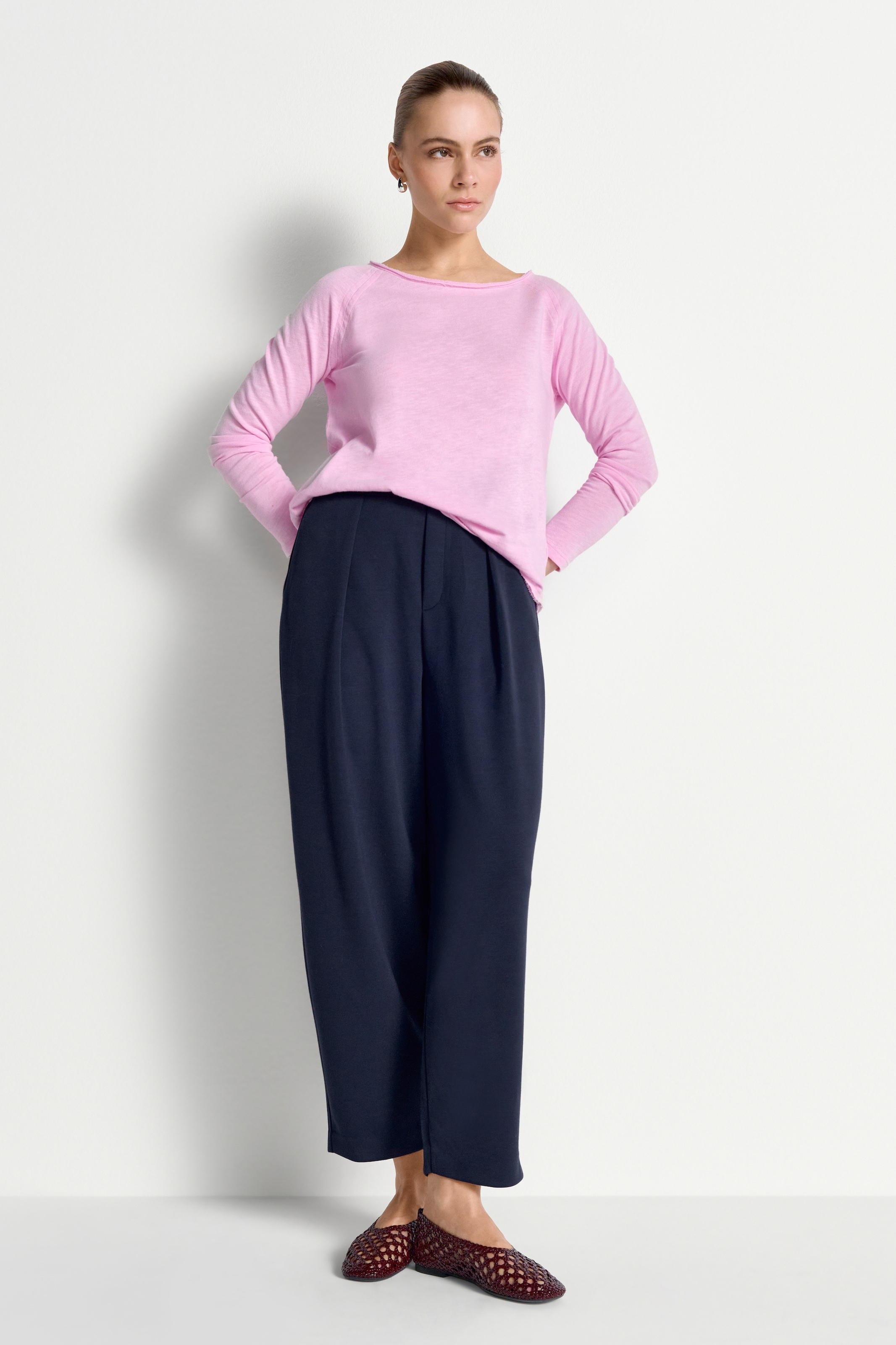 RICHROYAL Langarmshirt »2409 O HJ LS« mit offener Ausschnittkante und Saum